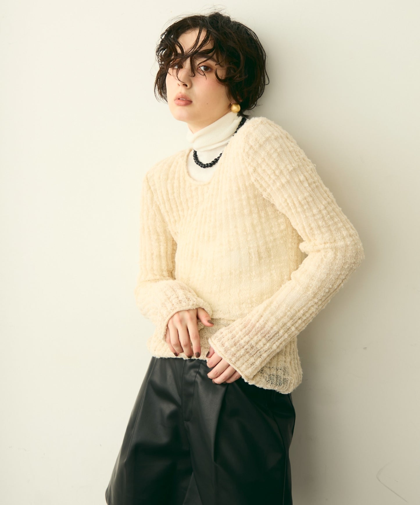 スラブループヤーンニットプルオーバー