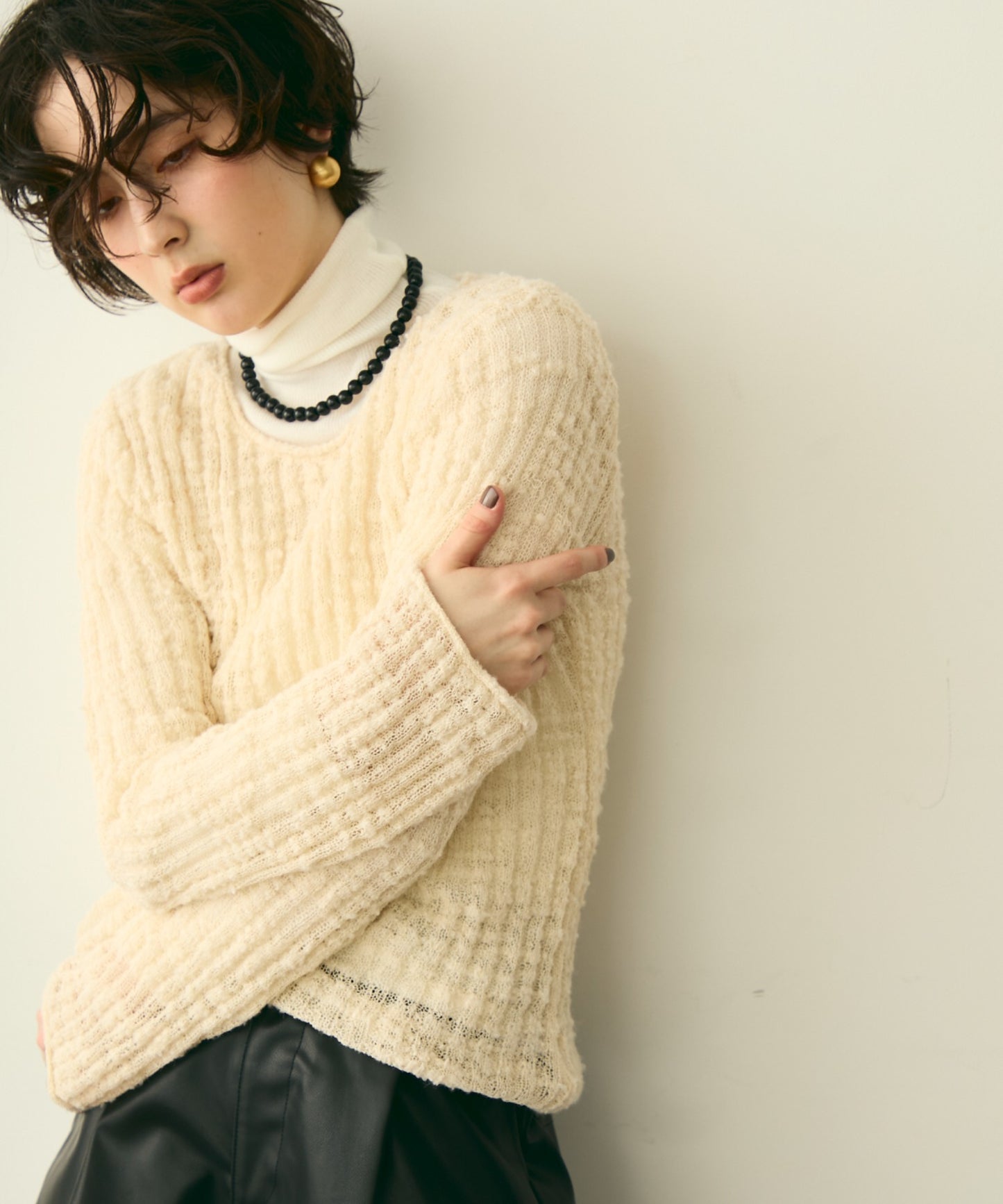 スラブループヤーンニットプルオーバー