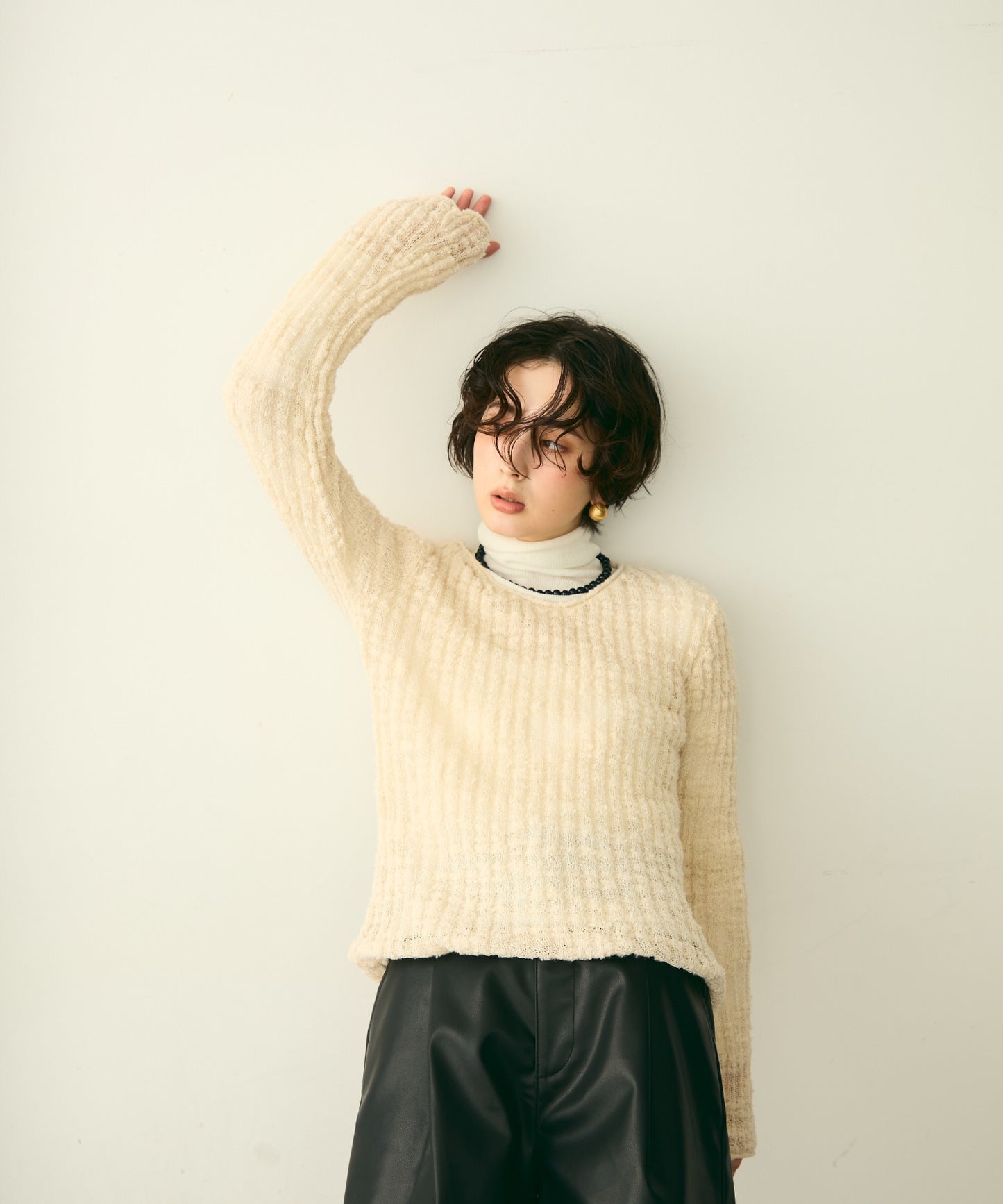 スラブループヤーンニットプルオーバー