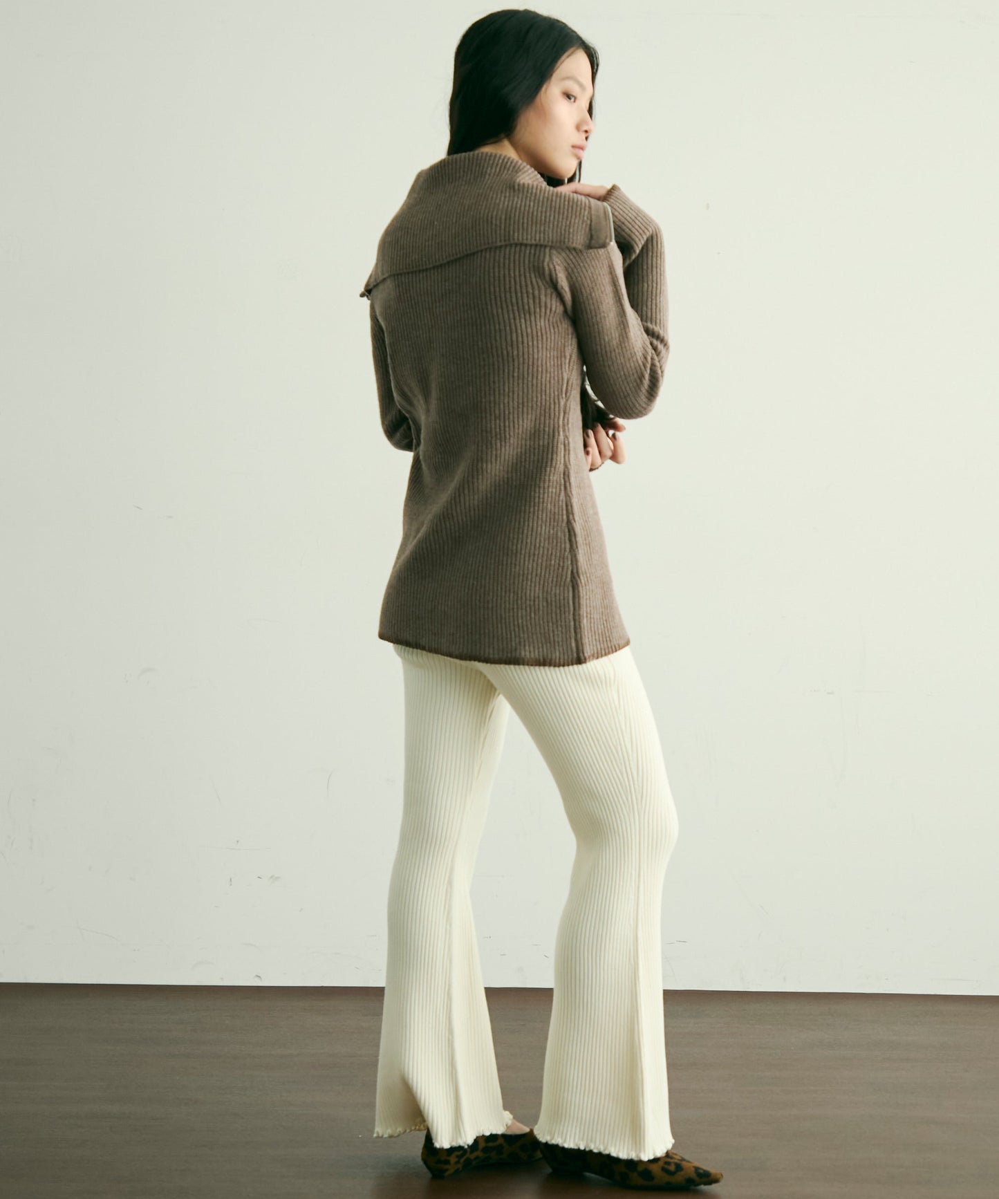 片畦編みダブルZIPカーディガン