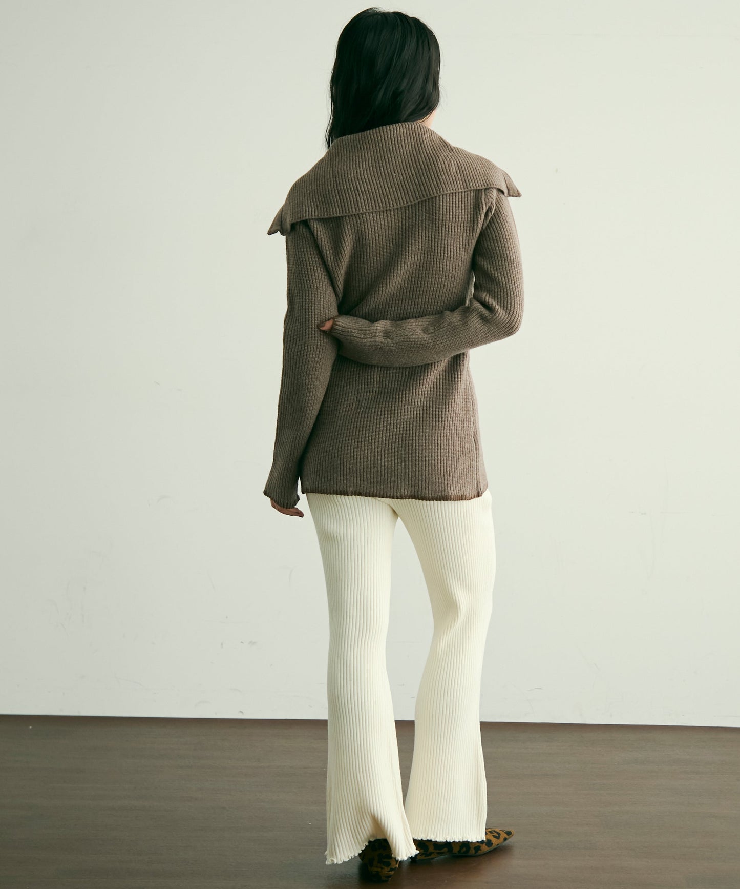 片畦編みダブルZIPカーディガン