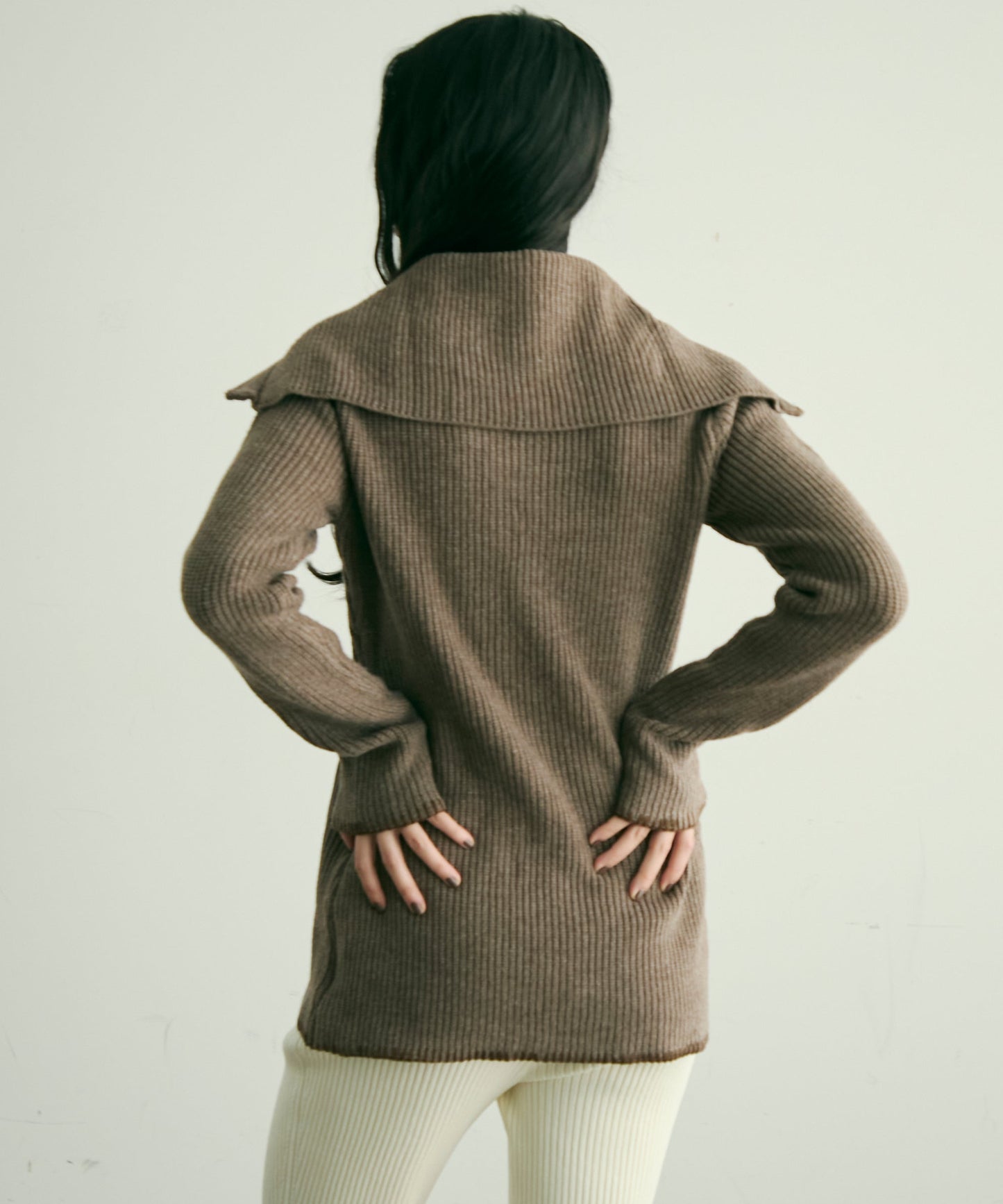 片畦編みダブルZIPカーディガン