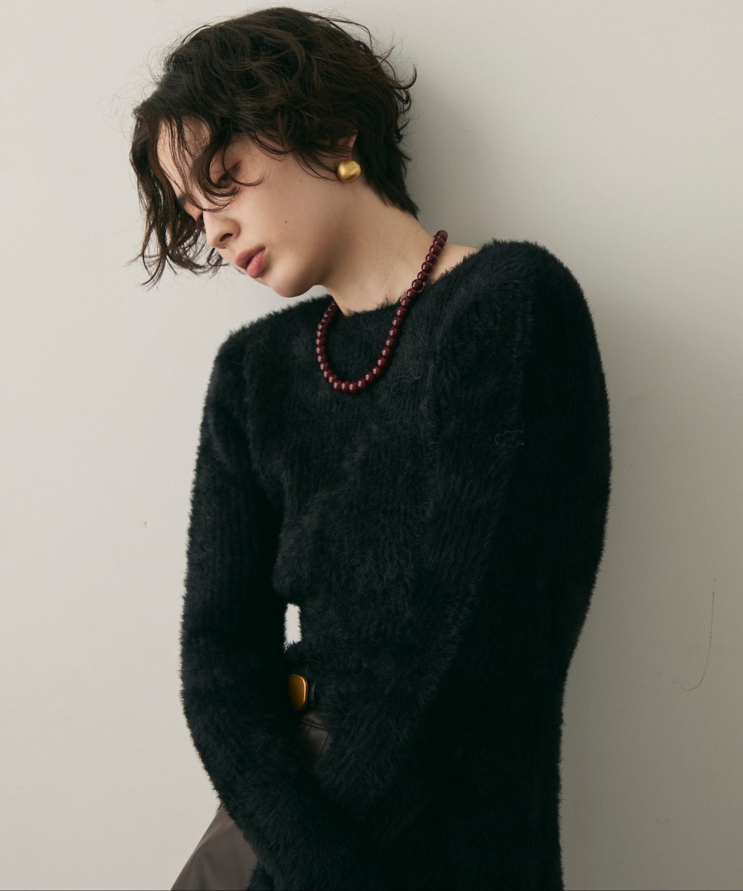 シャギーベルスリーブスリットプルオーバー