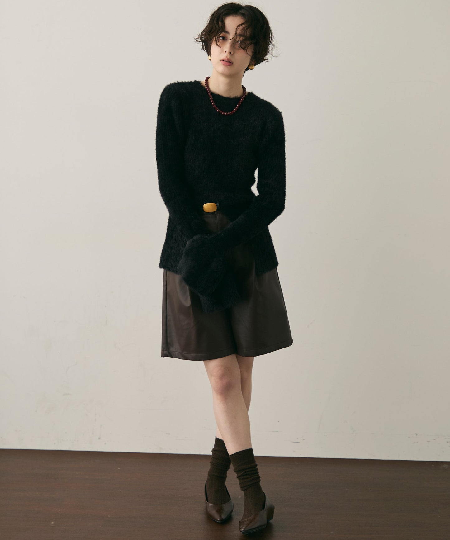 シャギーベルスリーブスリットプルオーバー