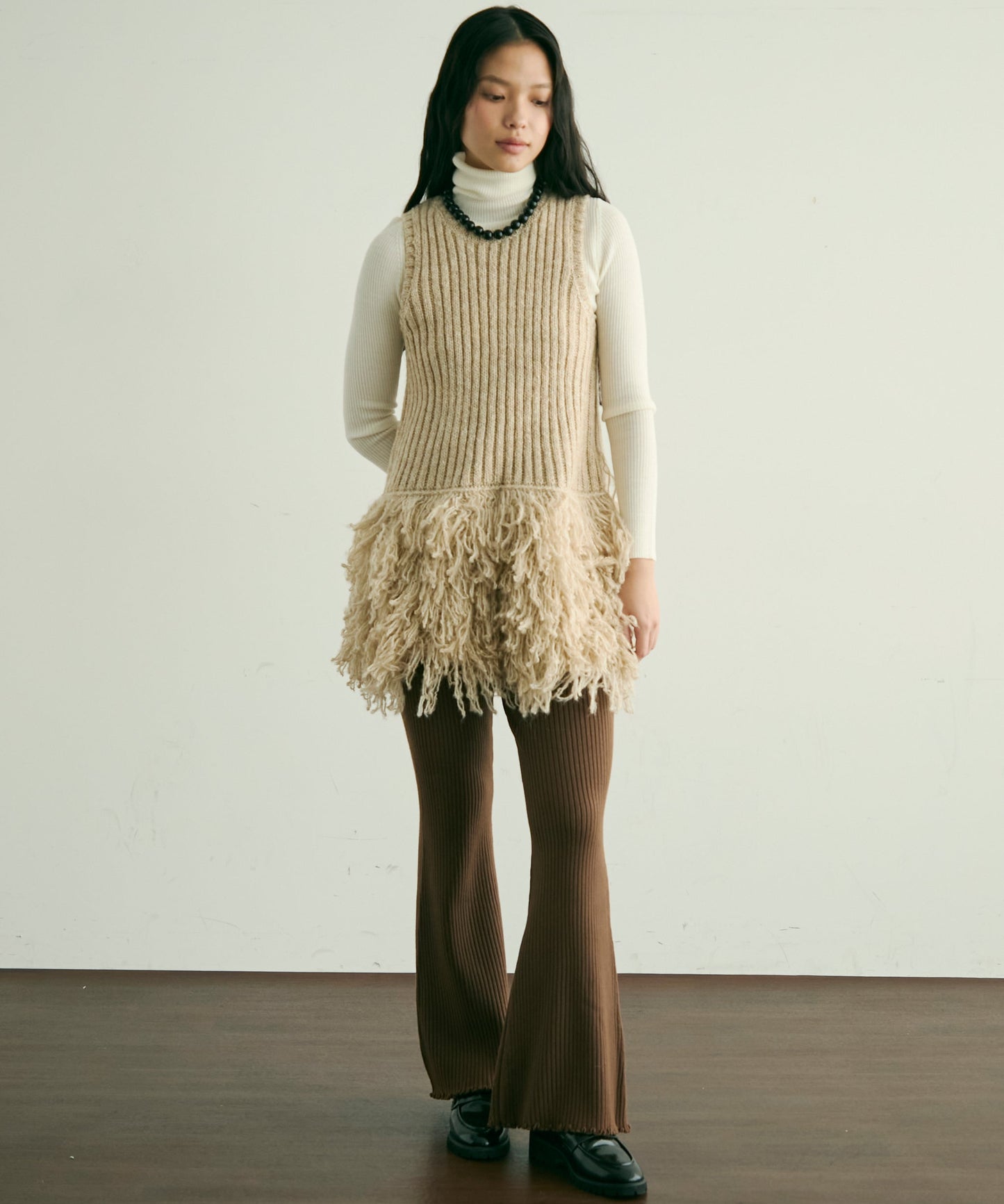 ループ編み編地切り替えチュニック