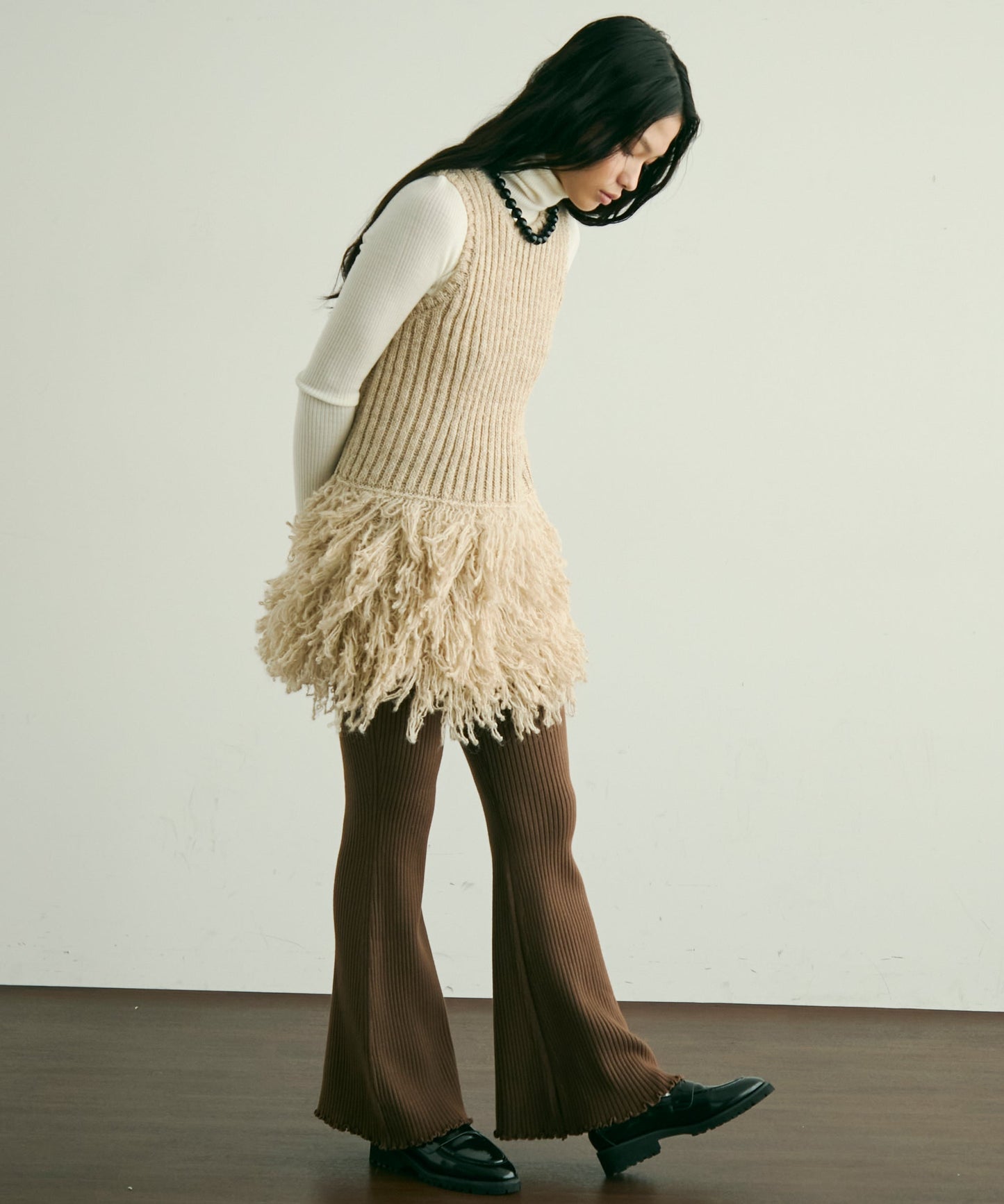 ループ編み編地切り替えチュニック