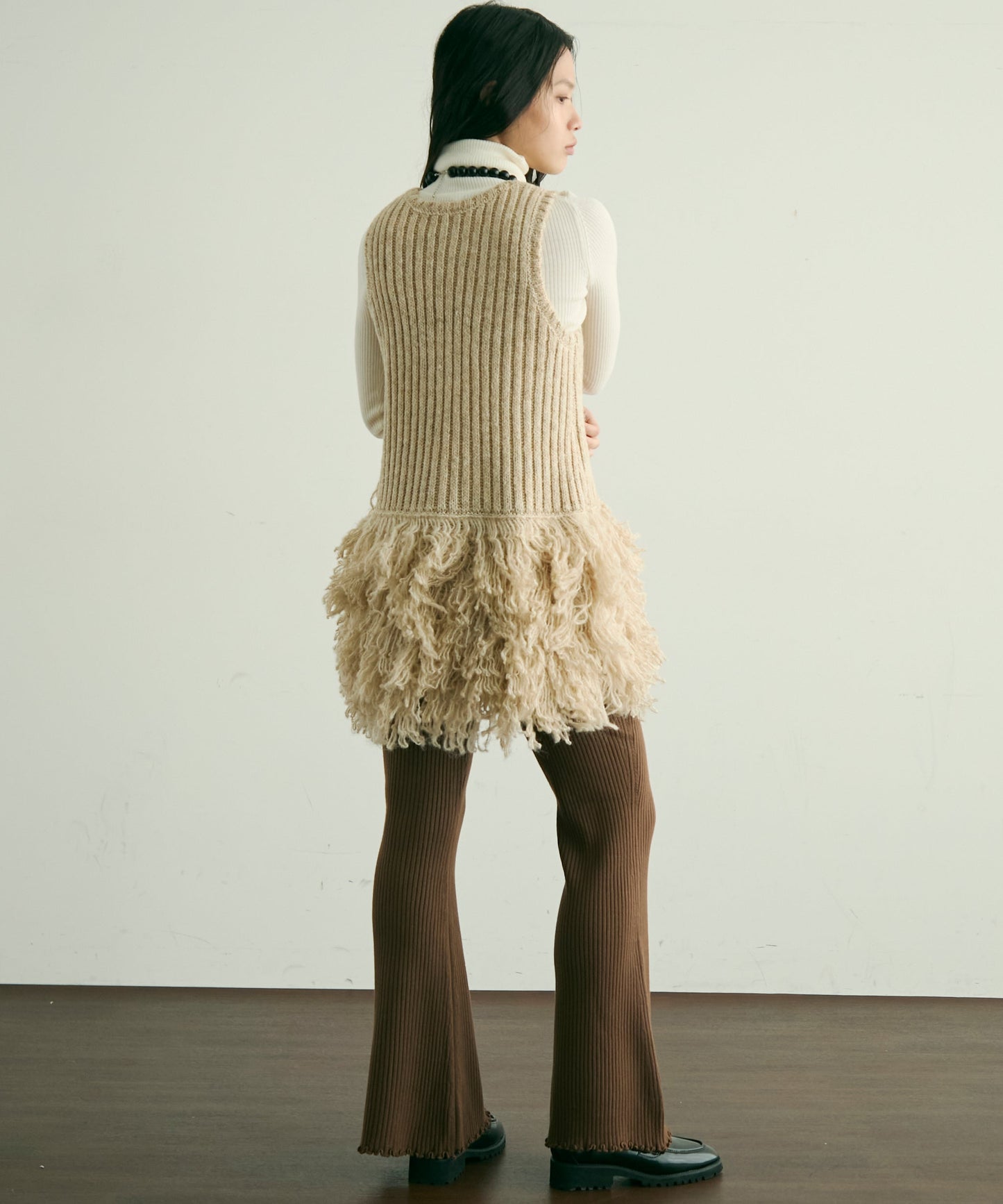 ループ編み編地切り替えチュニック