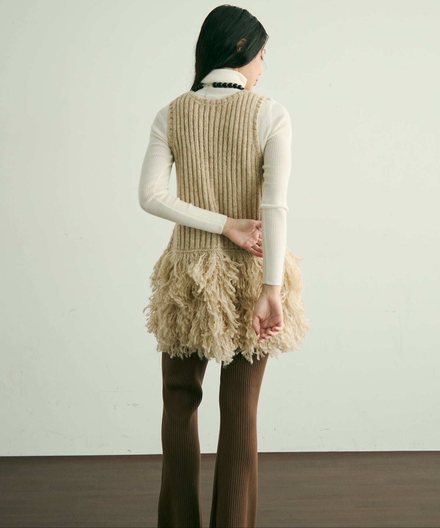 ループ編み編地切り替えチュニック