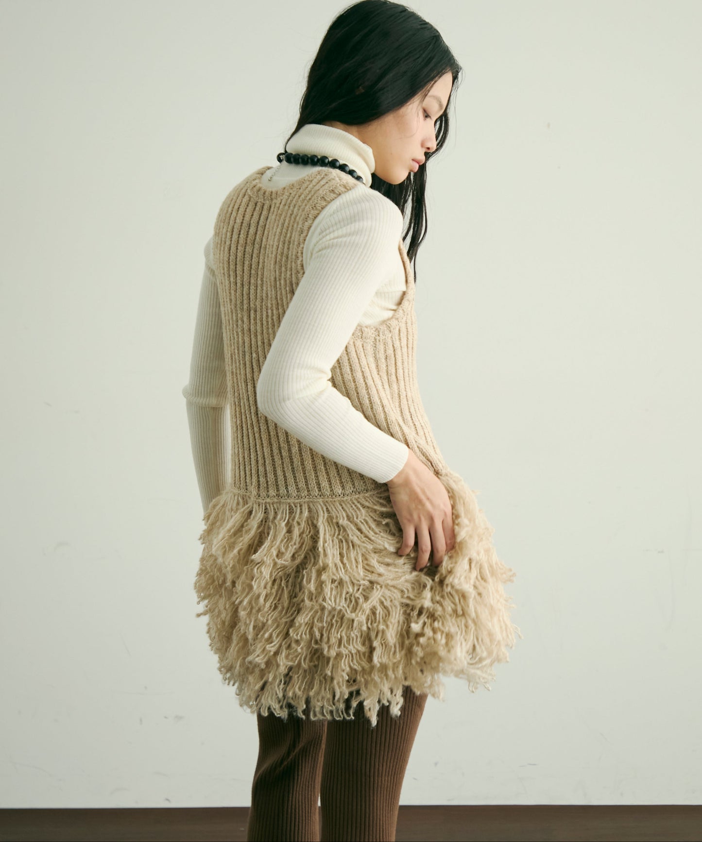 ループ編み編地切り替えチュニック