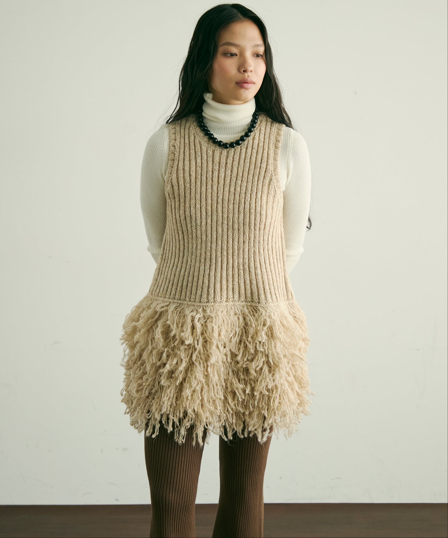 ループ編み編地切り替えチュニック