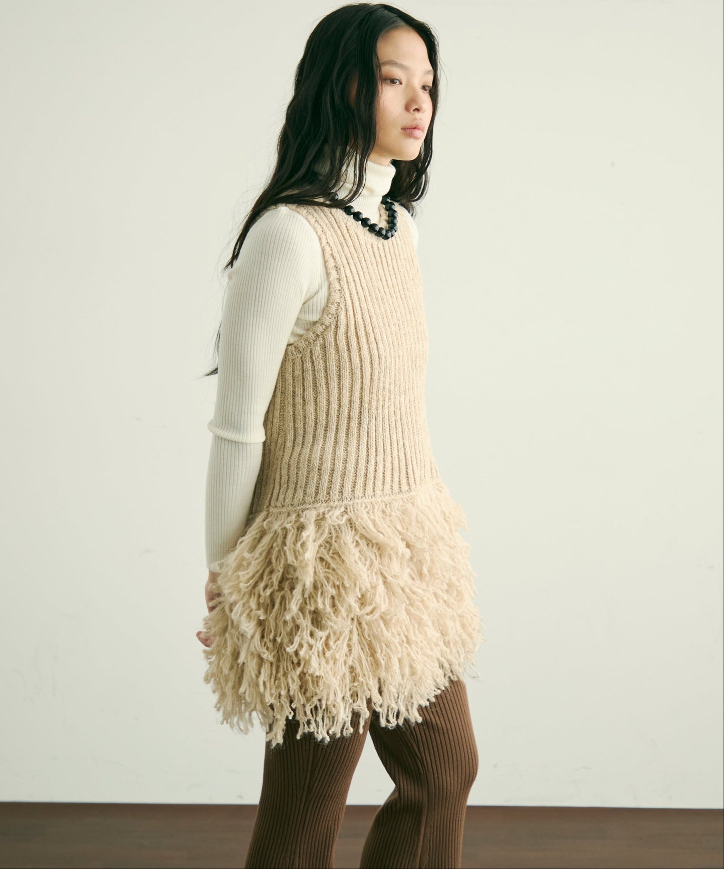 ループ編み編地切り替えチュニック