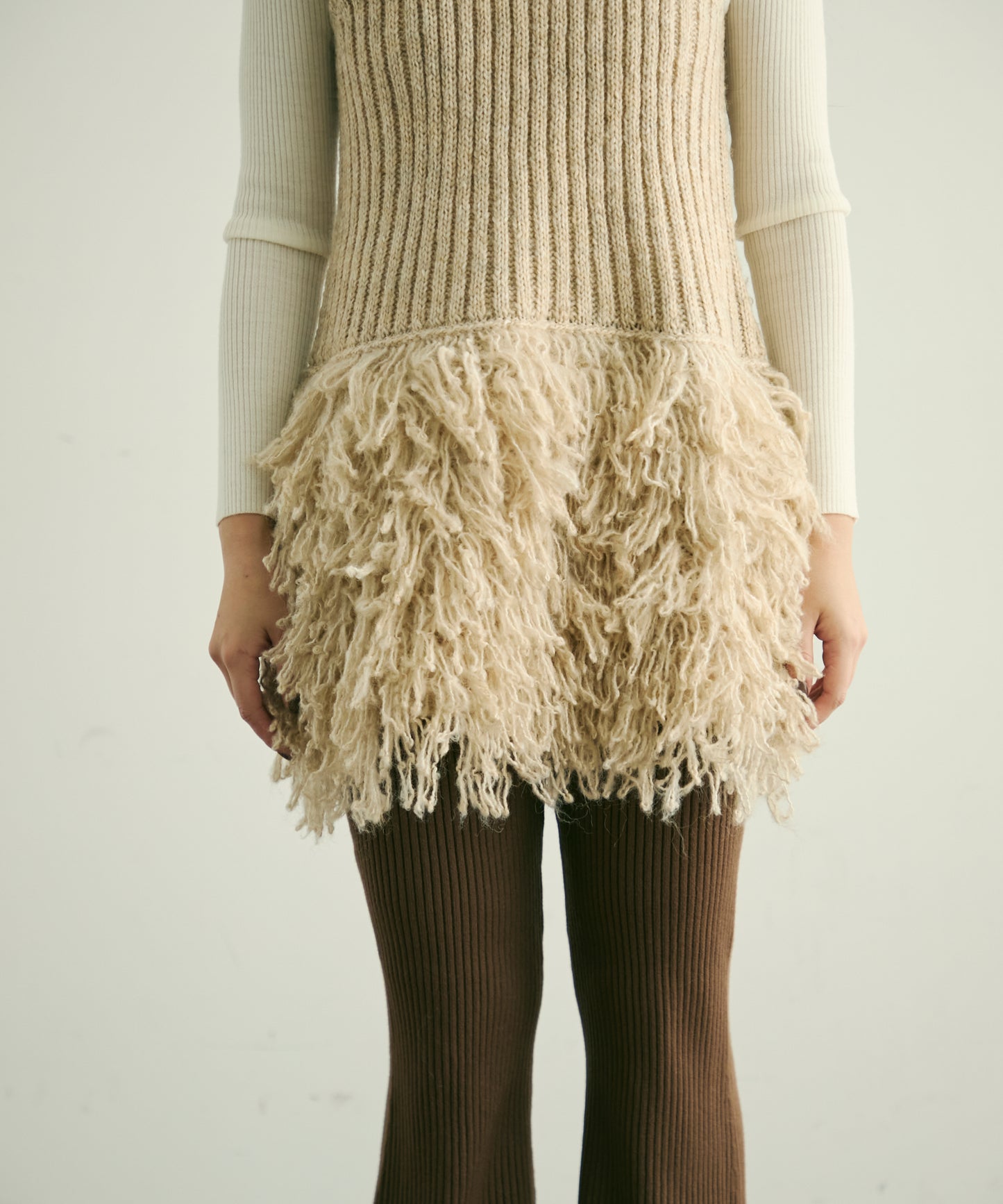 ループ編み編地切り替えチュニック