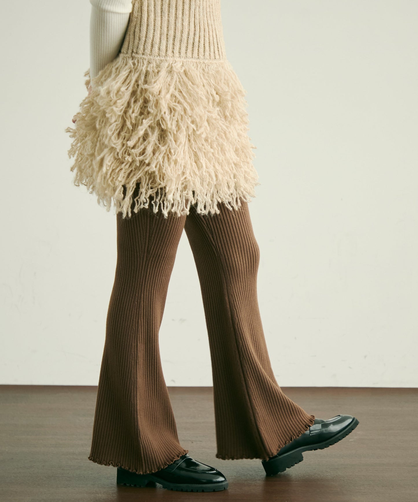 ループ編み編地切り替えチュニック