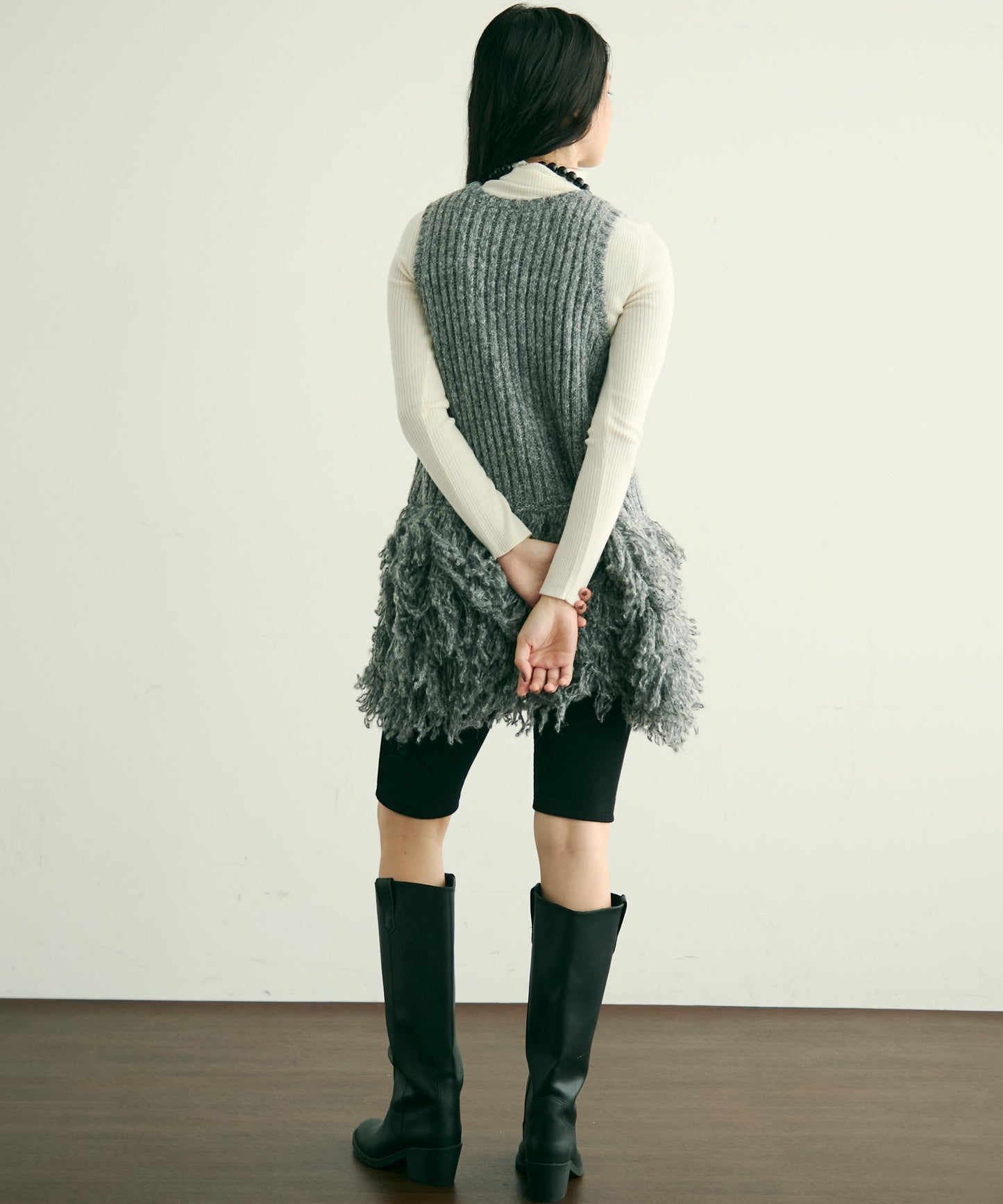 ループ編み編地切り替えチュニック