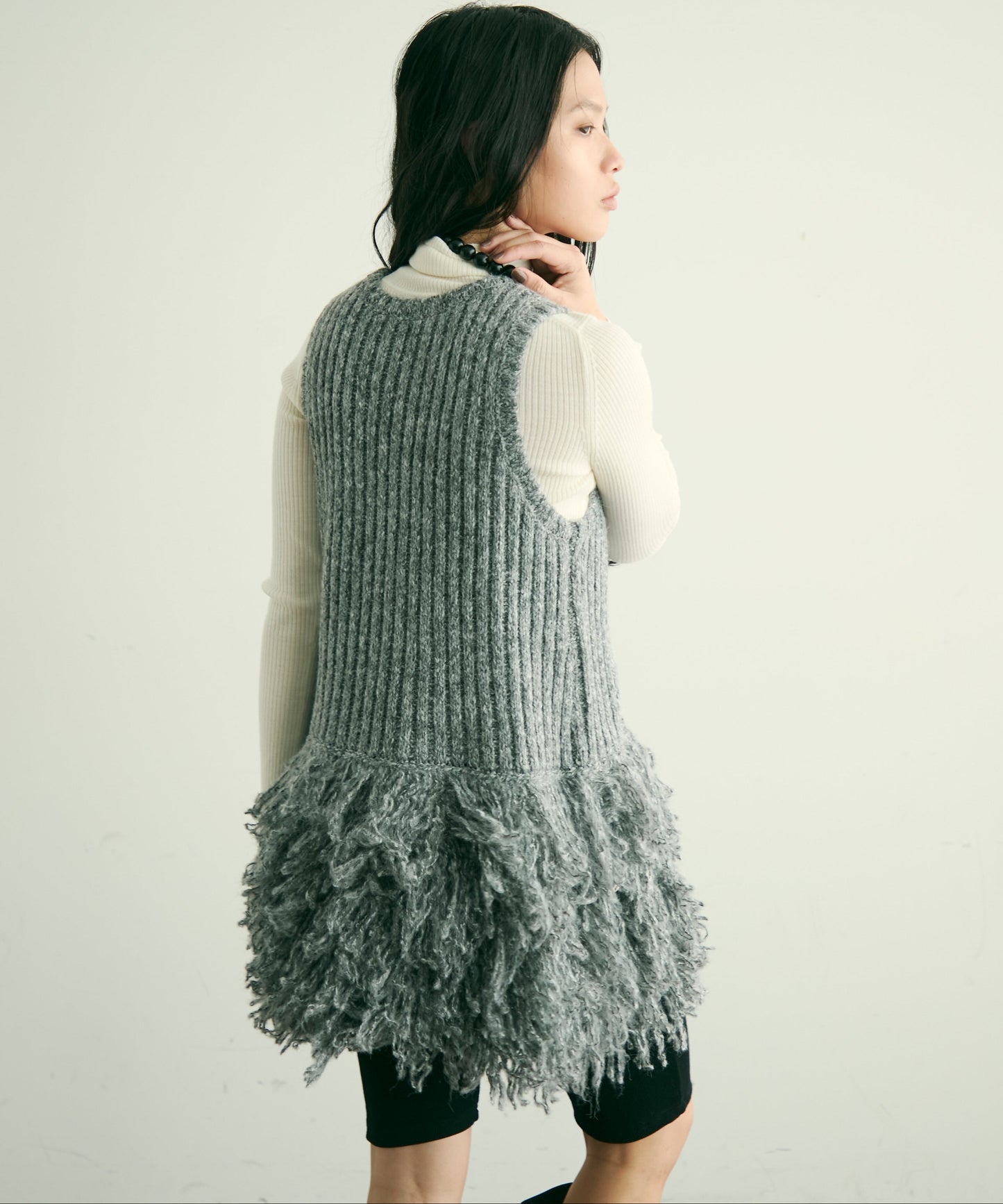 ループ編み編地切り替えチュニック