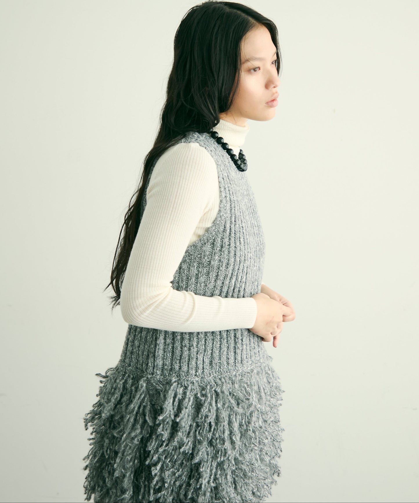 ループ編み編地切り替えチュニック