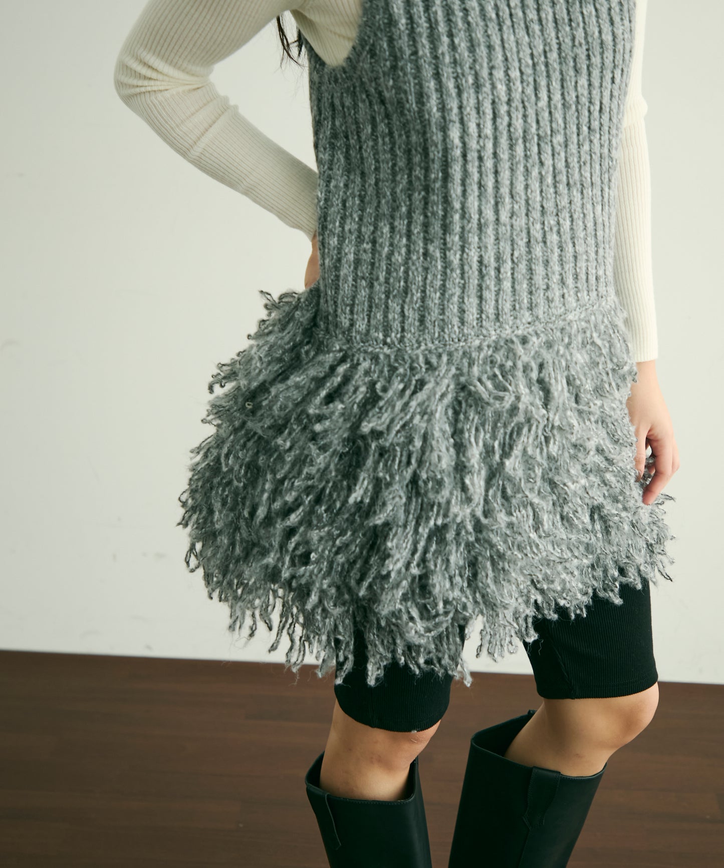 ループ編み編地切り替えチュニック