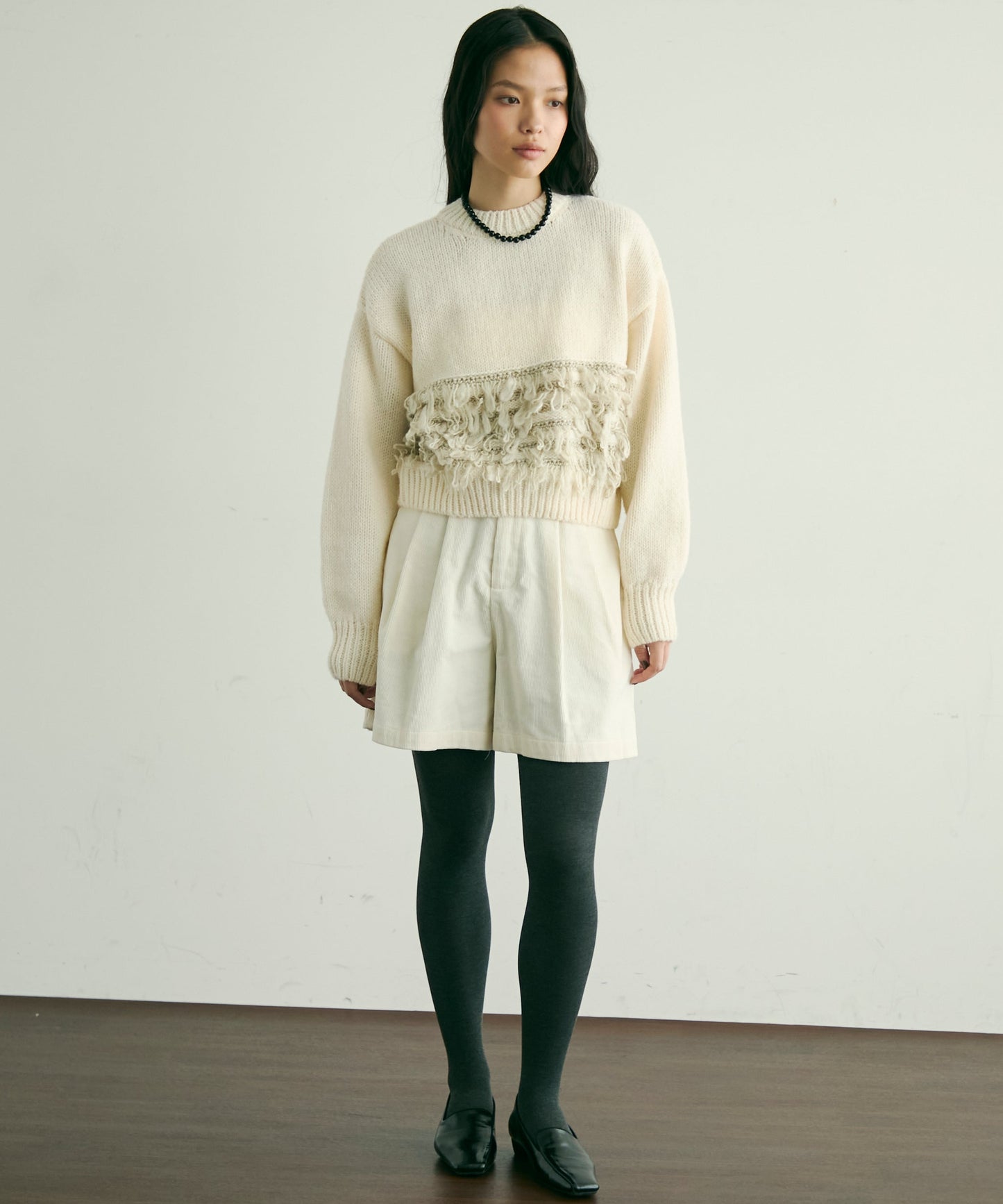 ループ編み編地切り替えプルオーバー