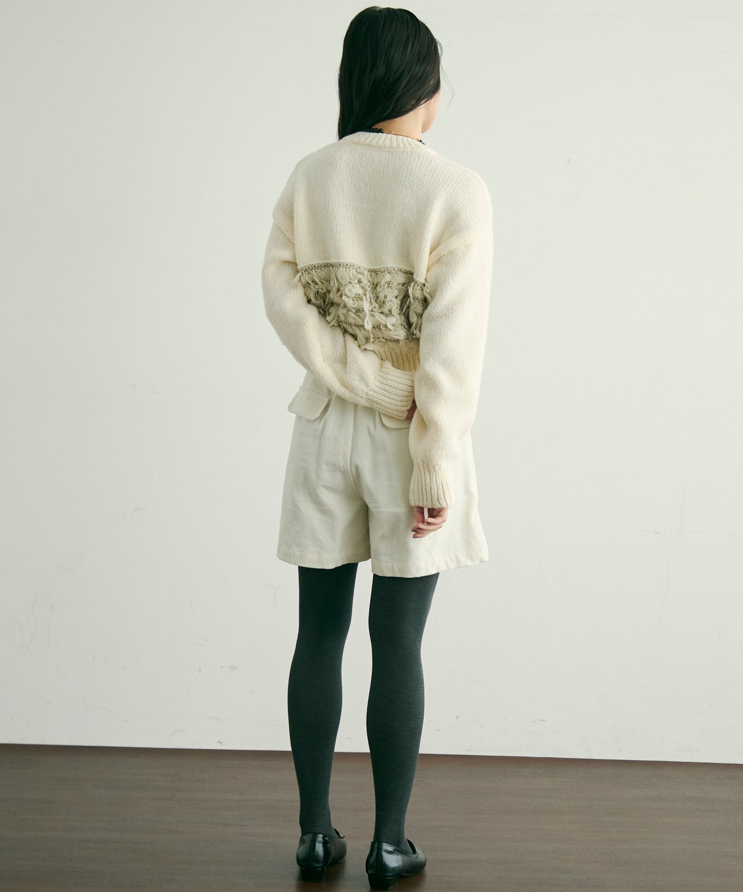 ループ編み編地切り替えプルオーバー