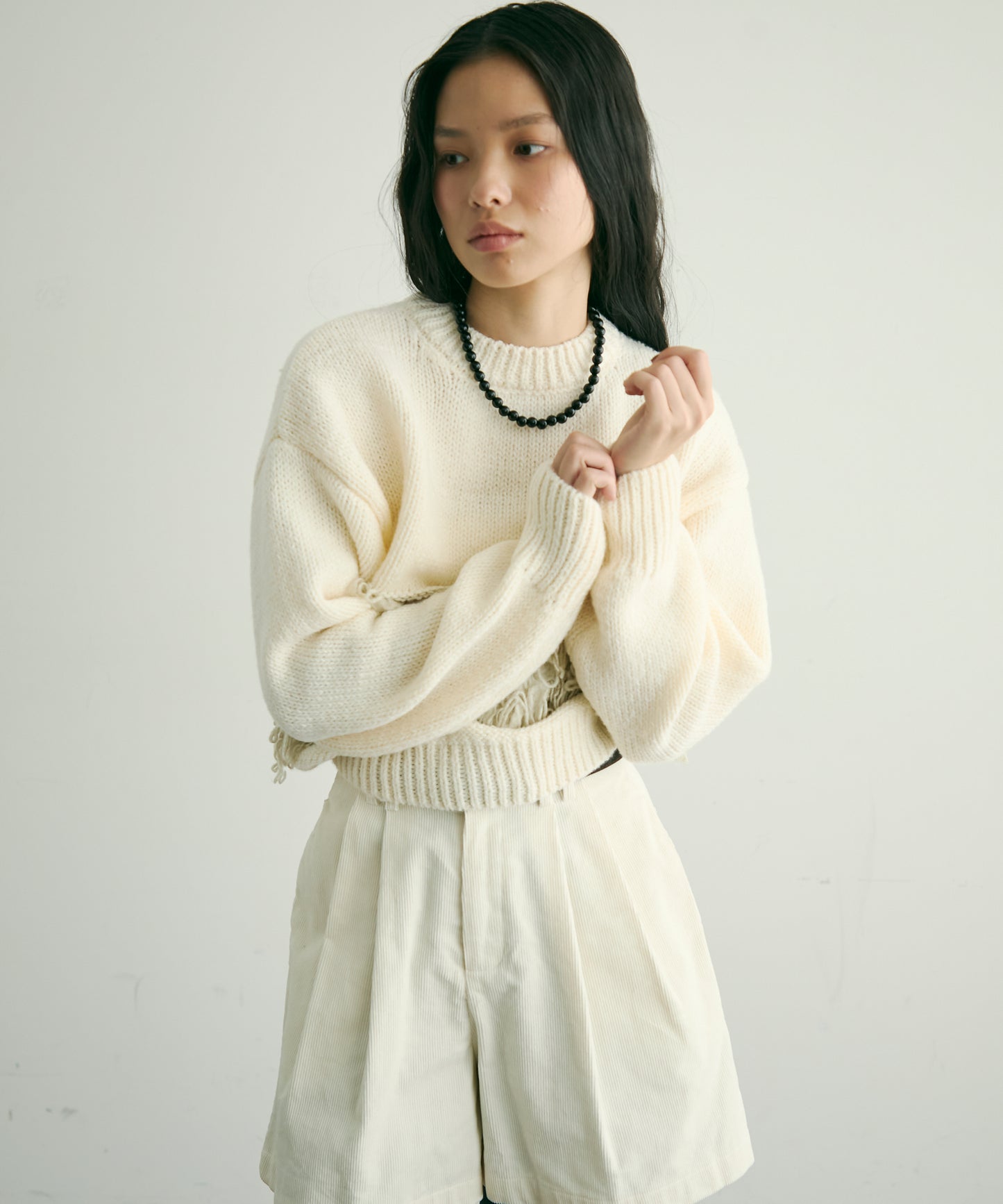 ループ編み編地切り替えプルオーバー