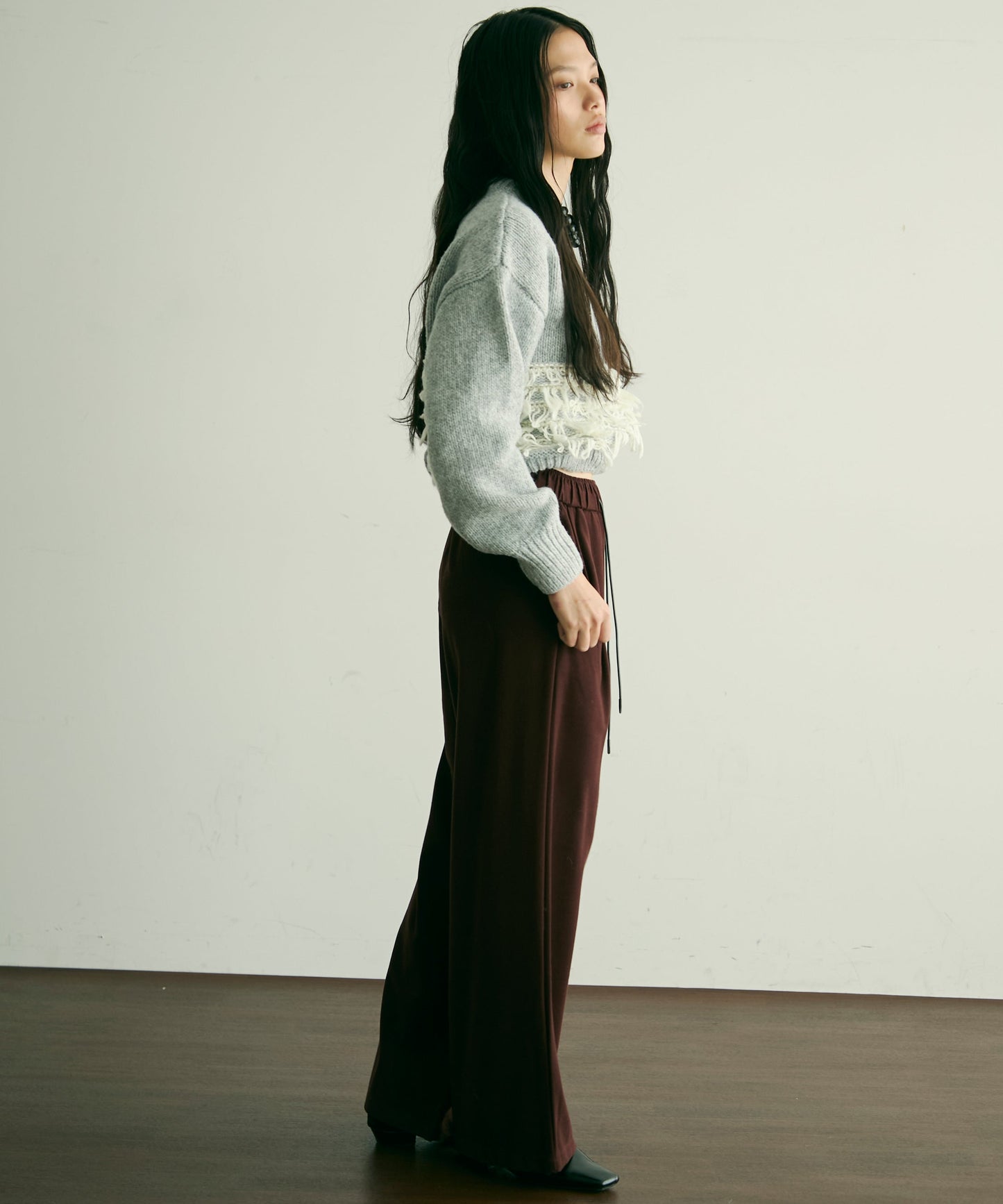 ループ編み編地切り替えプルオーバー