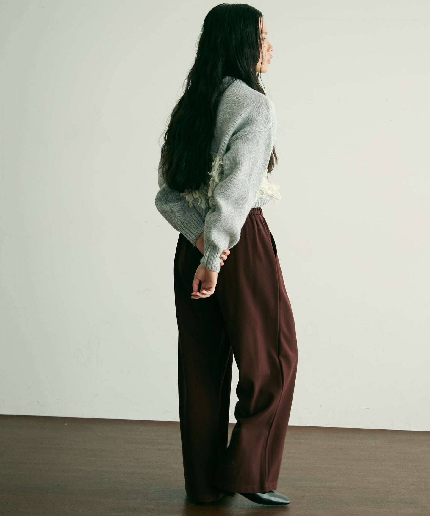 ループ編み編地切り替えプルオーバー