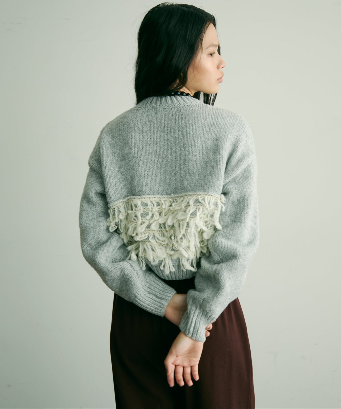 ループ編み編地切り替えプルオーバー