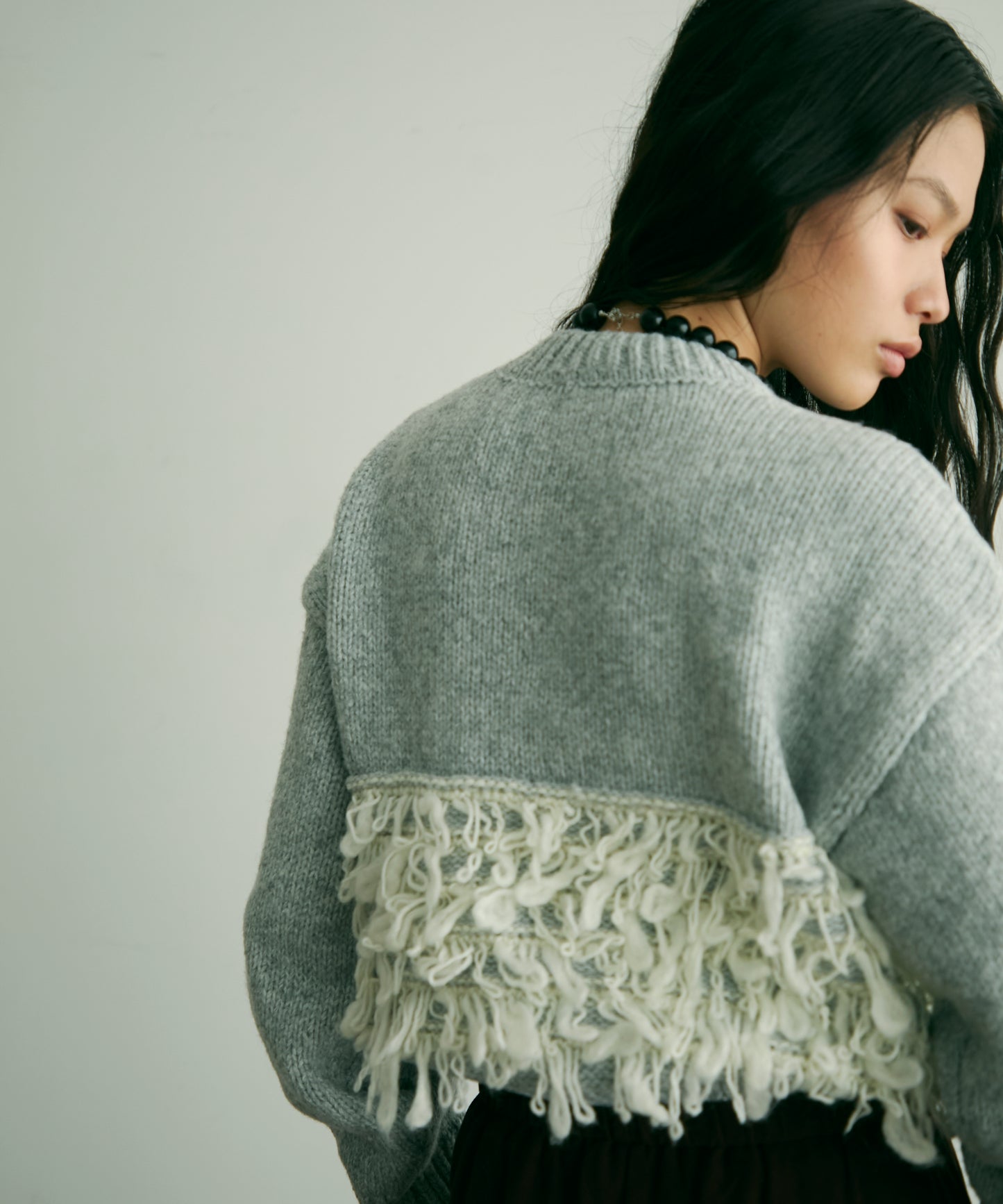 ループ編み編地切り替えプルオーバー