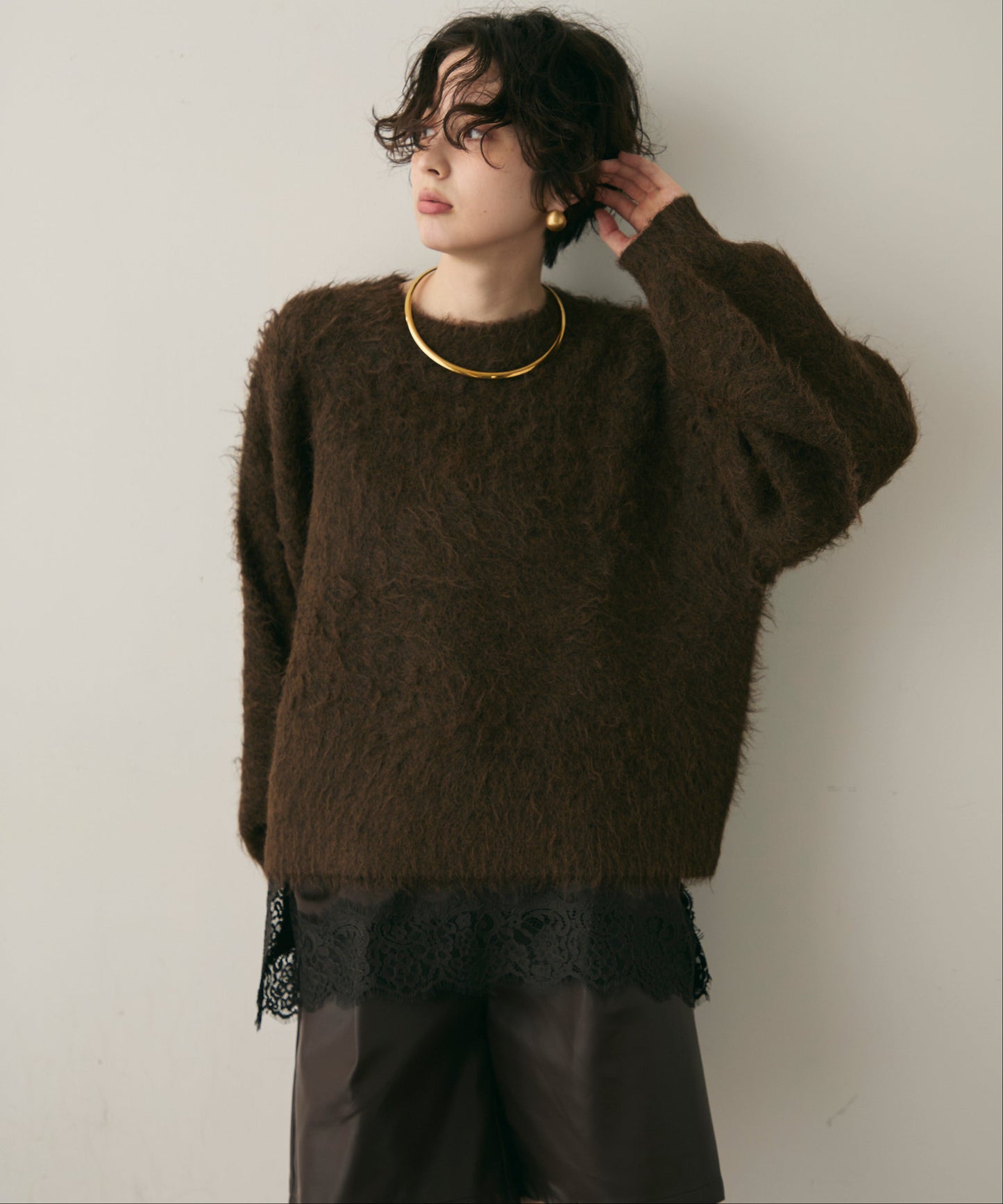 ウール混イエティシャギープルオーバー