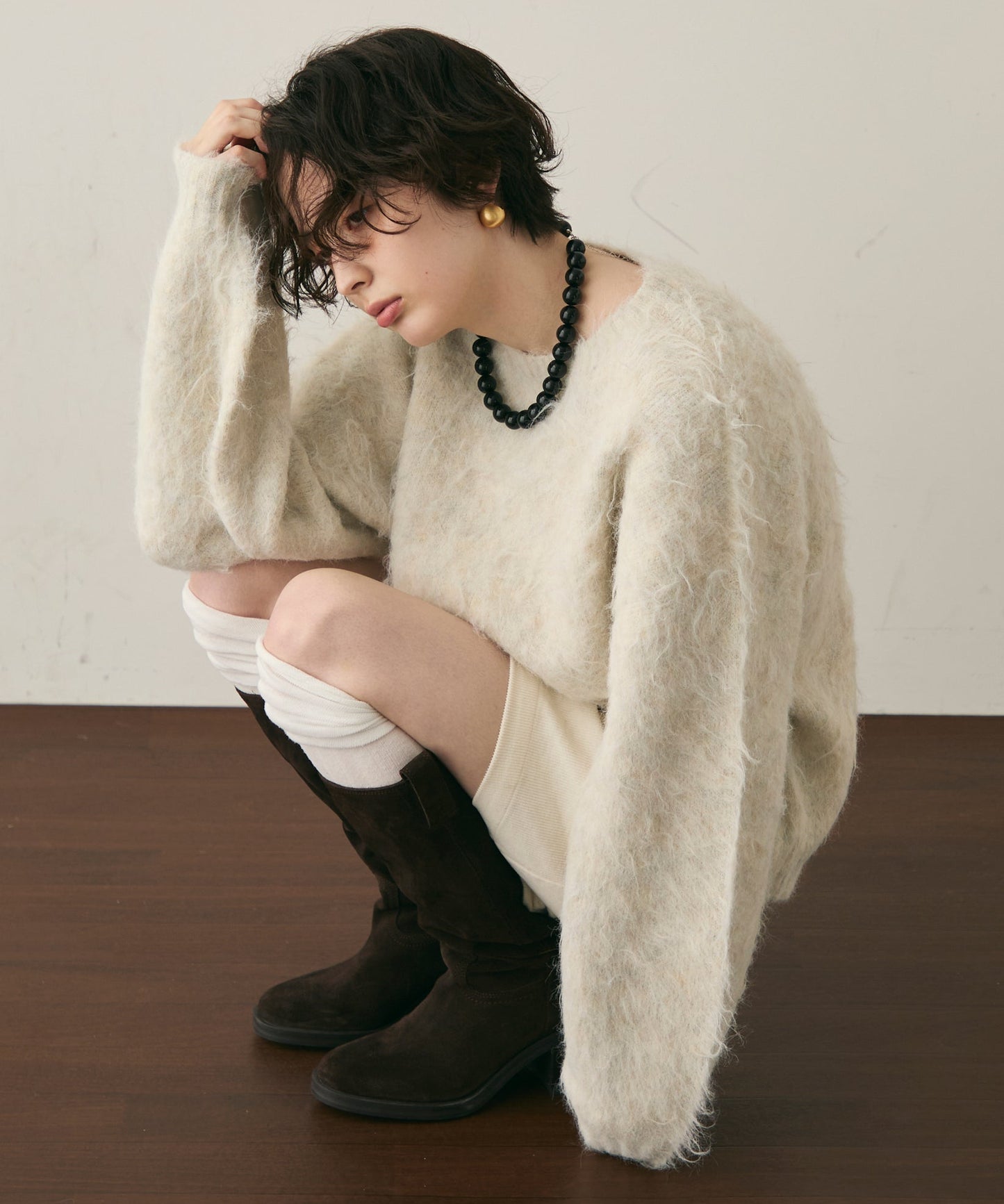 ウール混イエティシャギープルオーバー