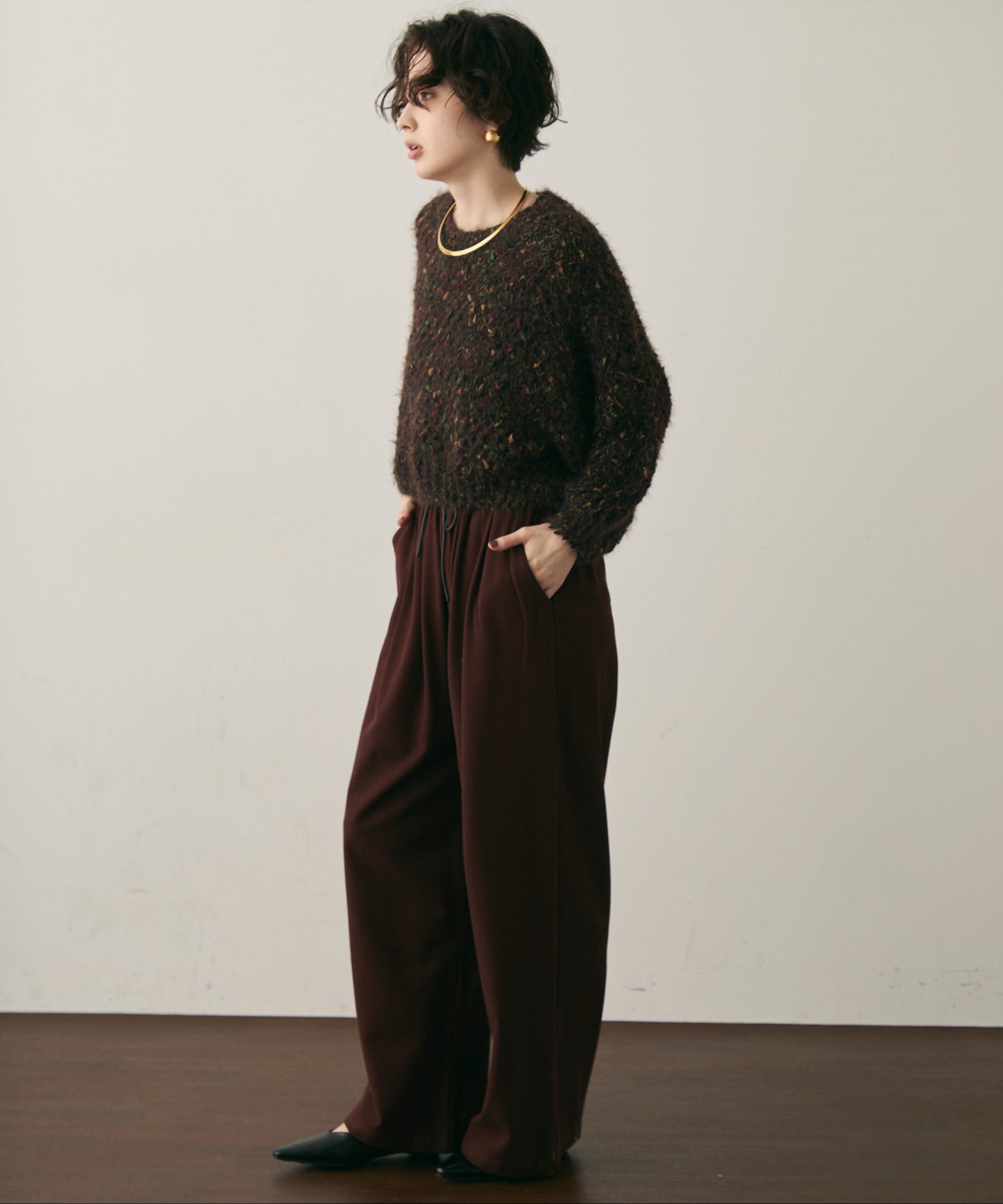 カラーネップルーズニット