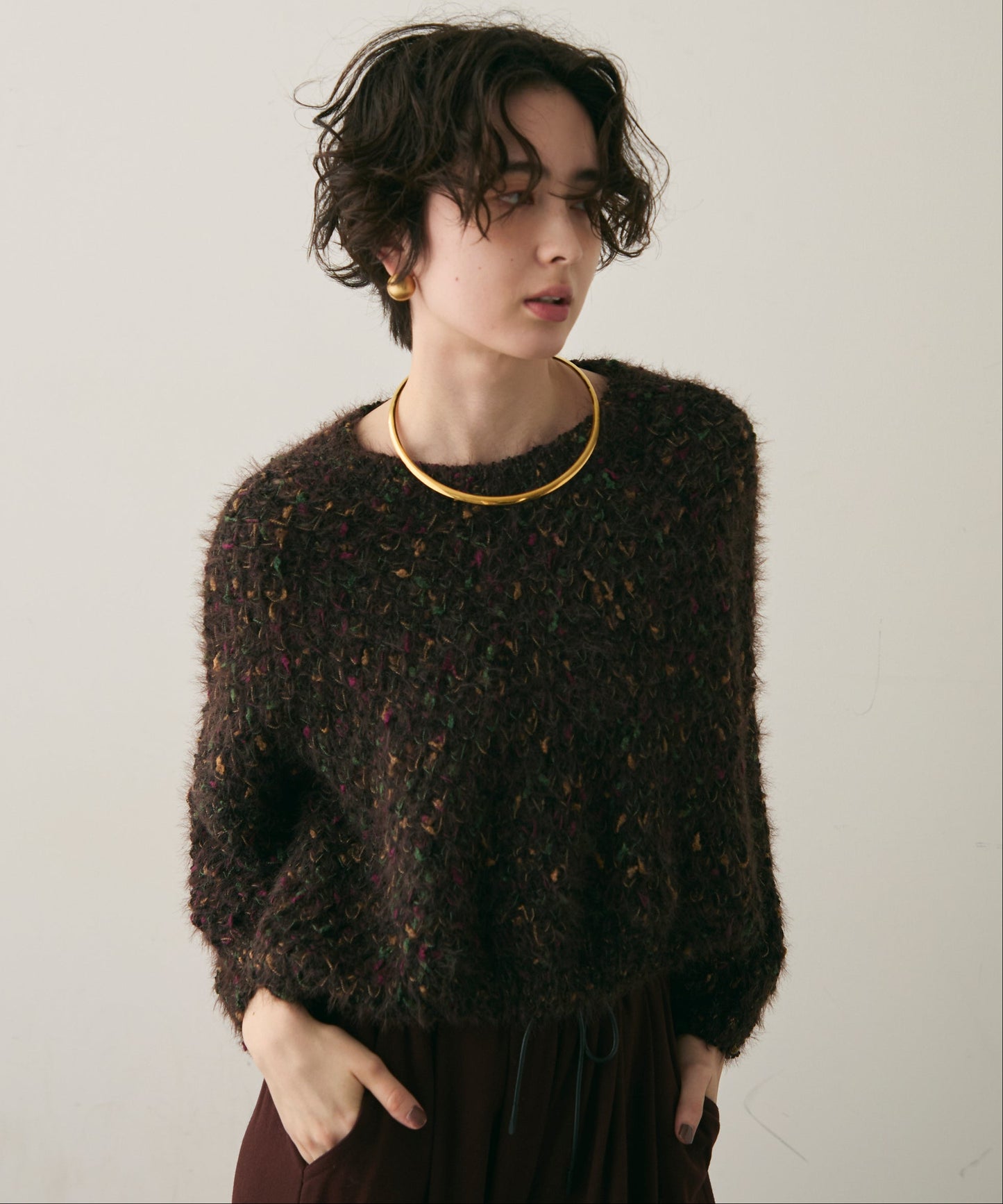 カラーネップルーズニット