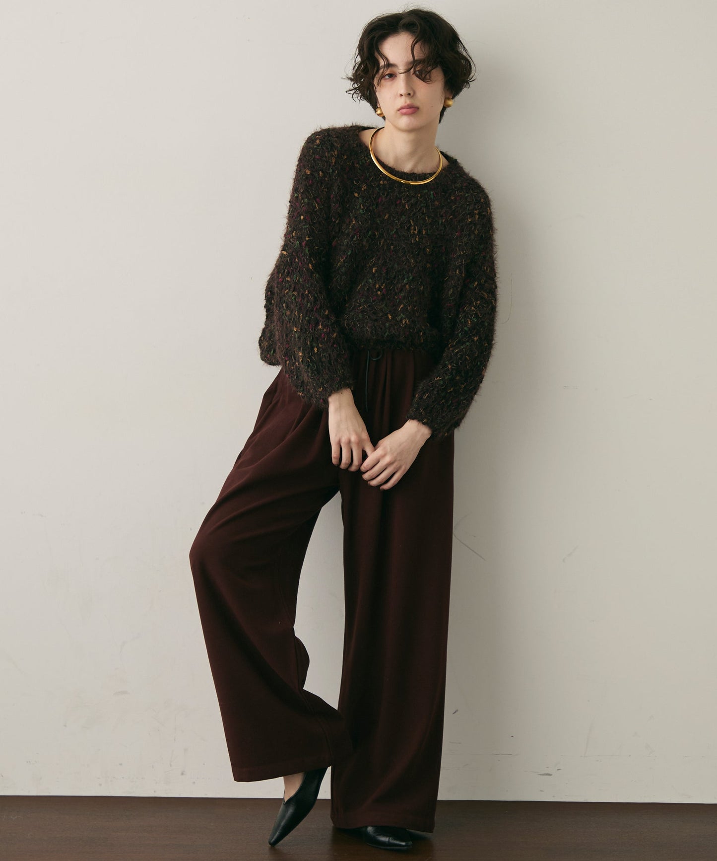 カラーネップルーズニット