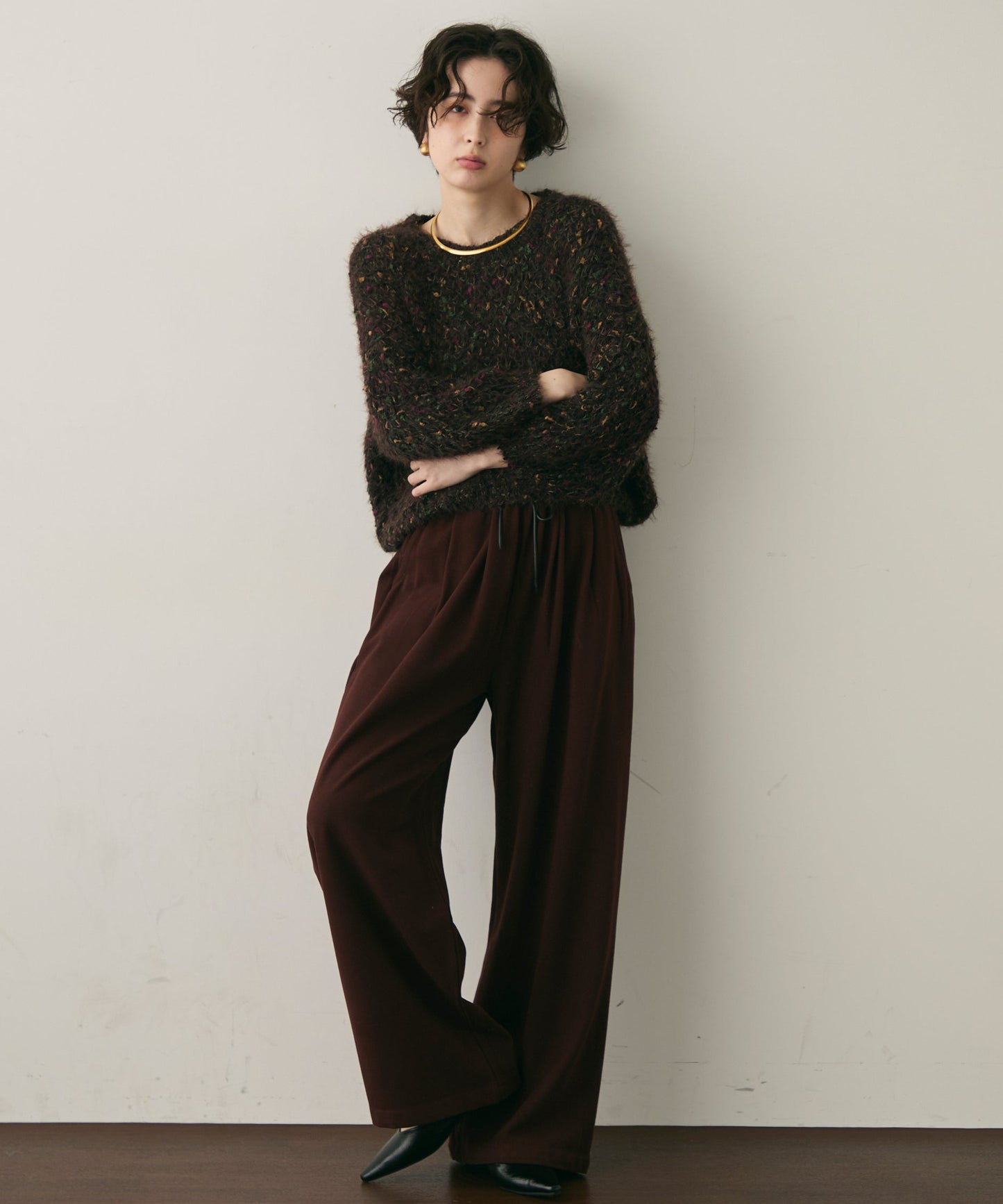 カラーネップルーズニット