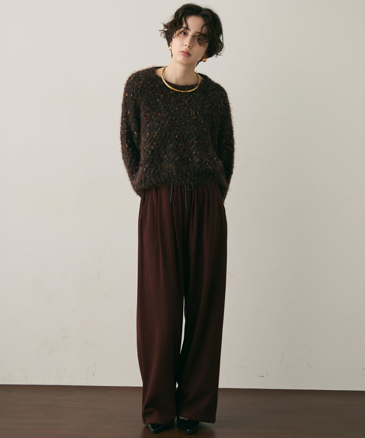 カラーネップルーズニット