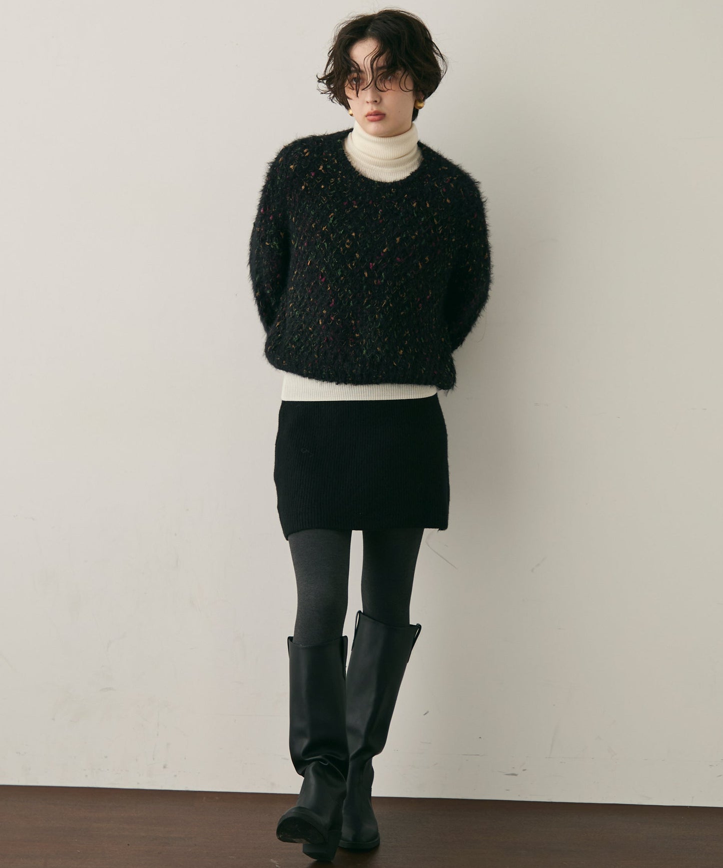 カラーネップルーズニット