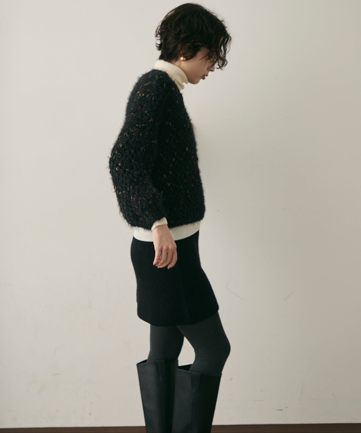 カラーネップルーズニット