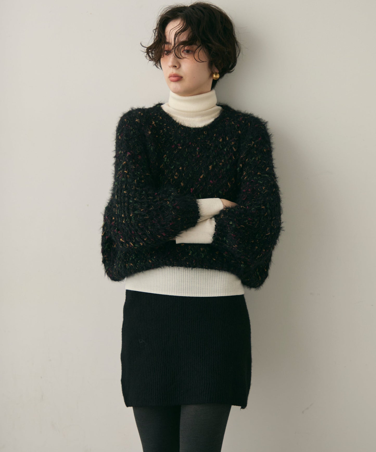 カラーネップルーズニット