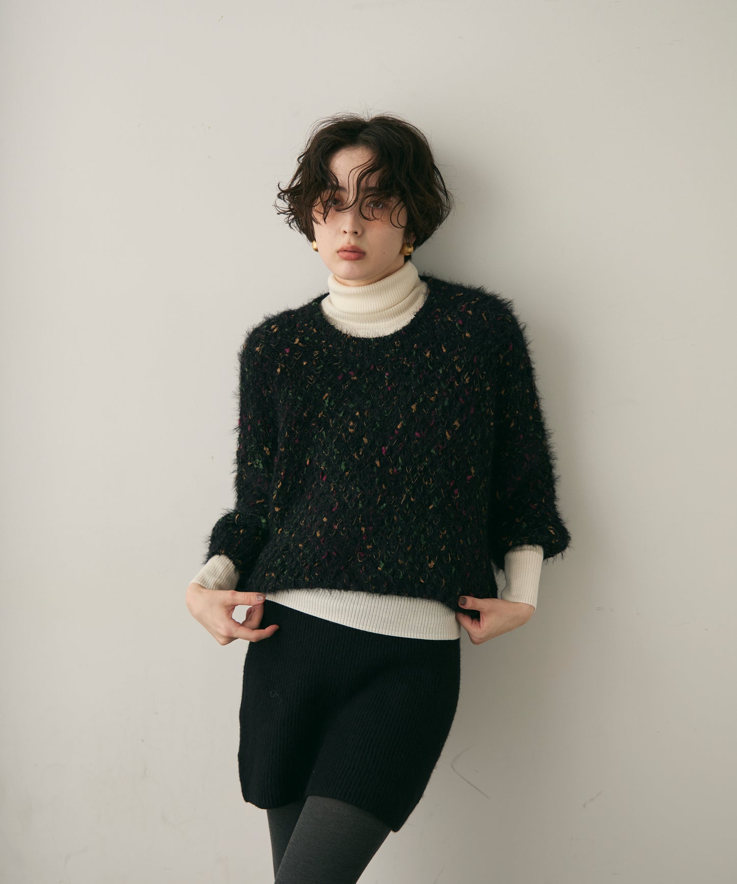 カラーネップルーズニット