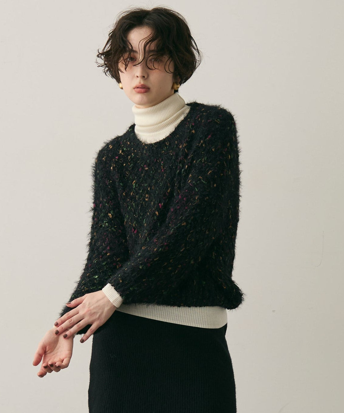 カラーネップルーズニット