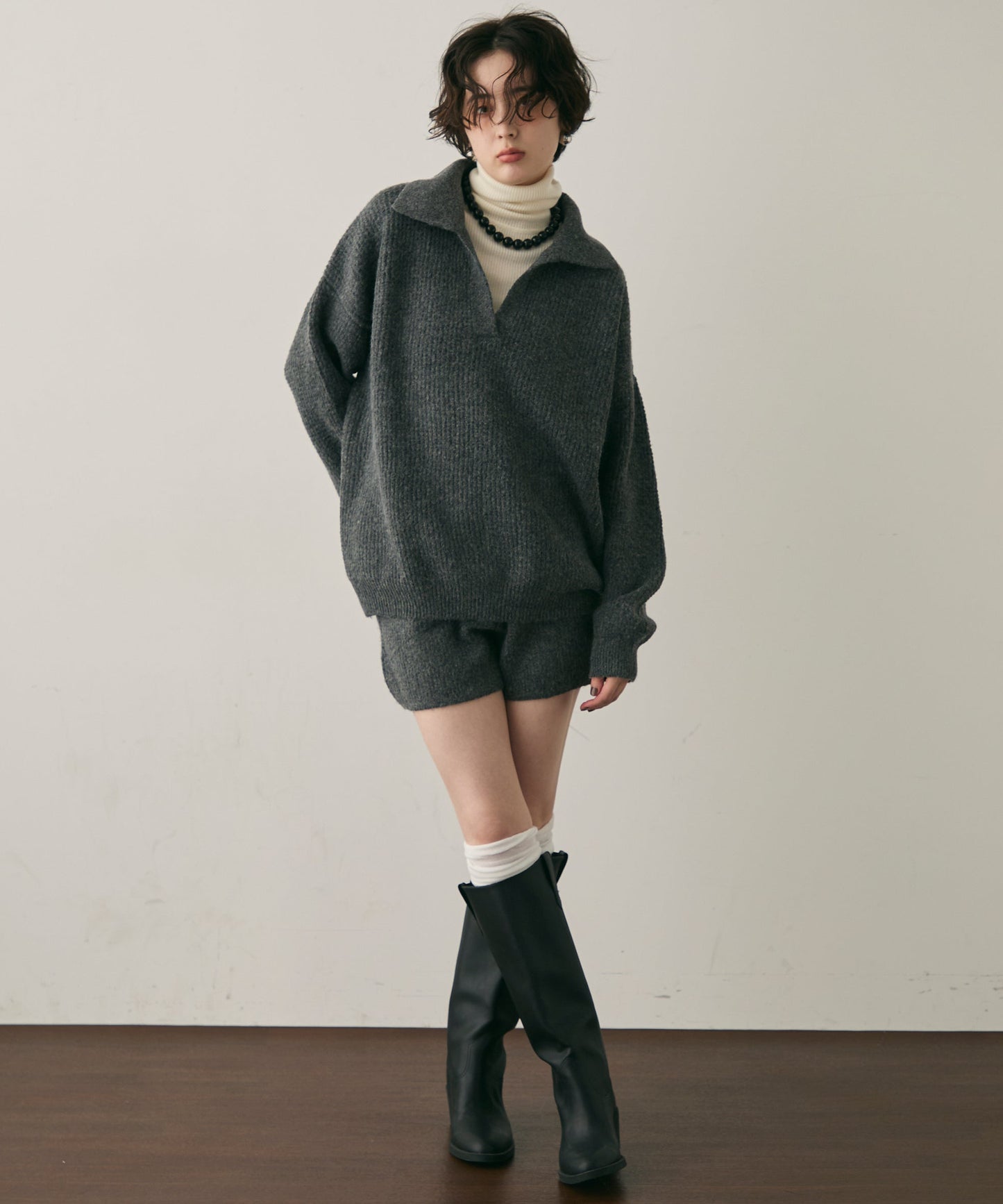 ニットスキッパー＋ショートパンツセットアップ