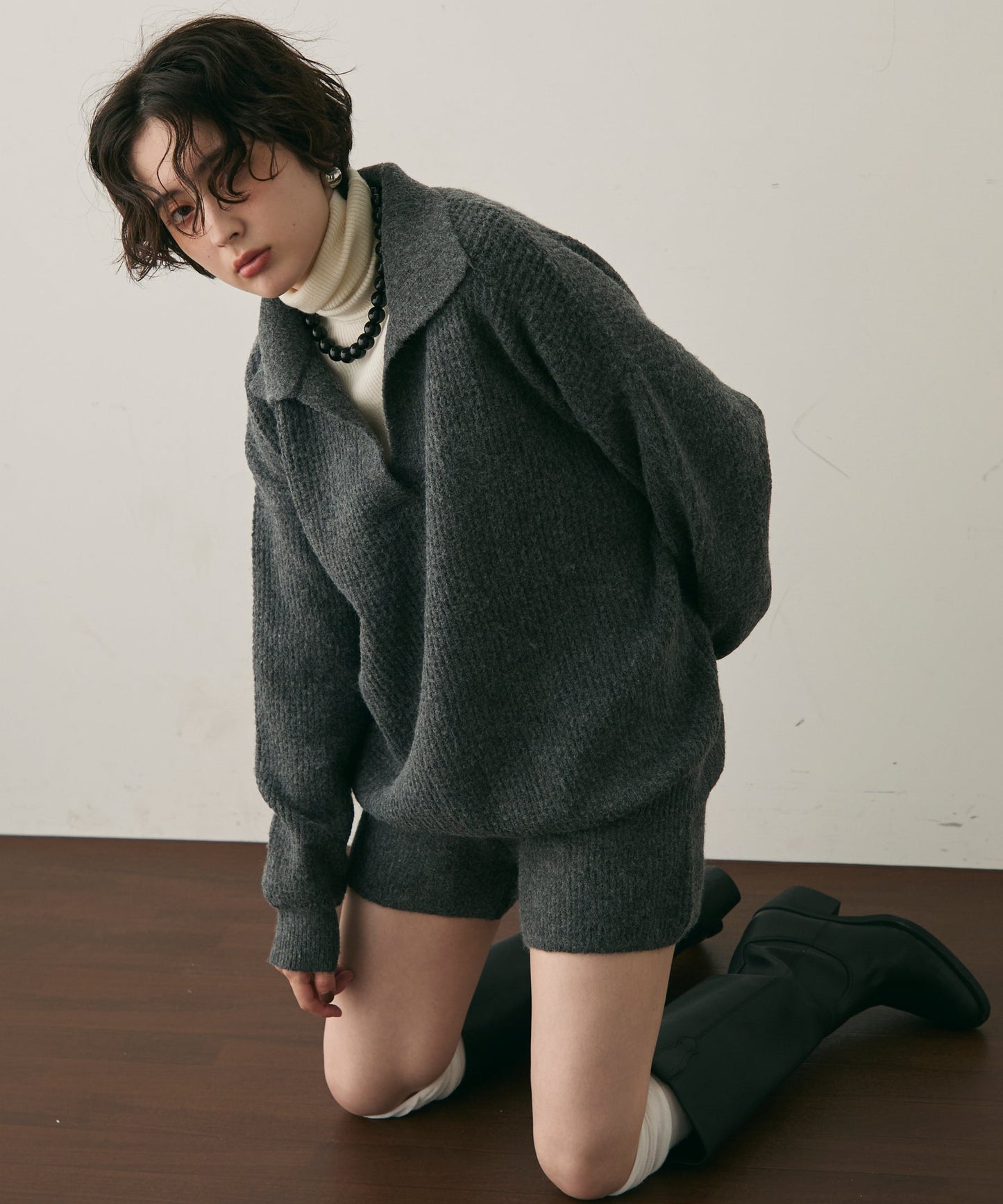 ニットスキッパー＋ショートパンツセットアップ