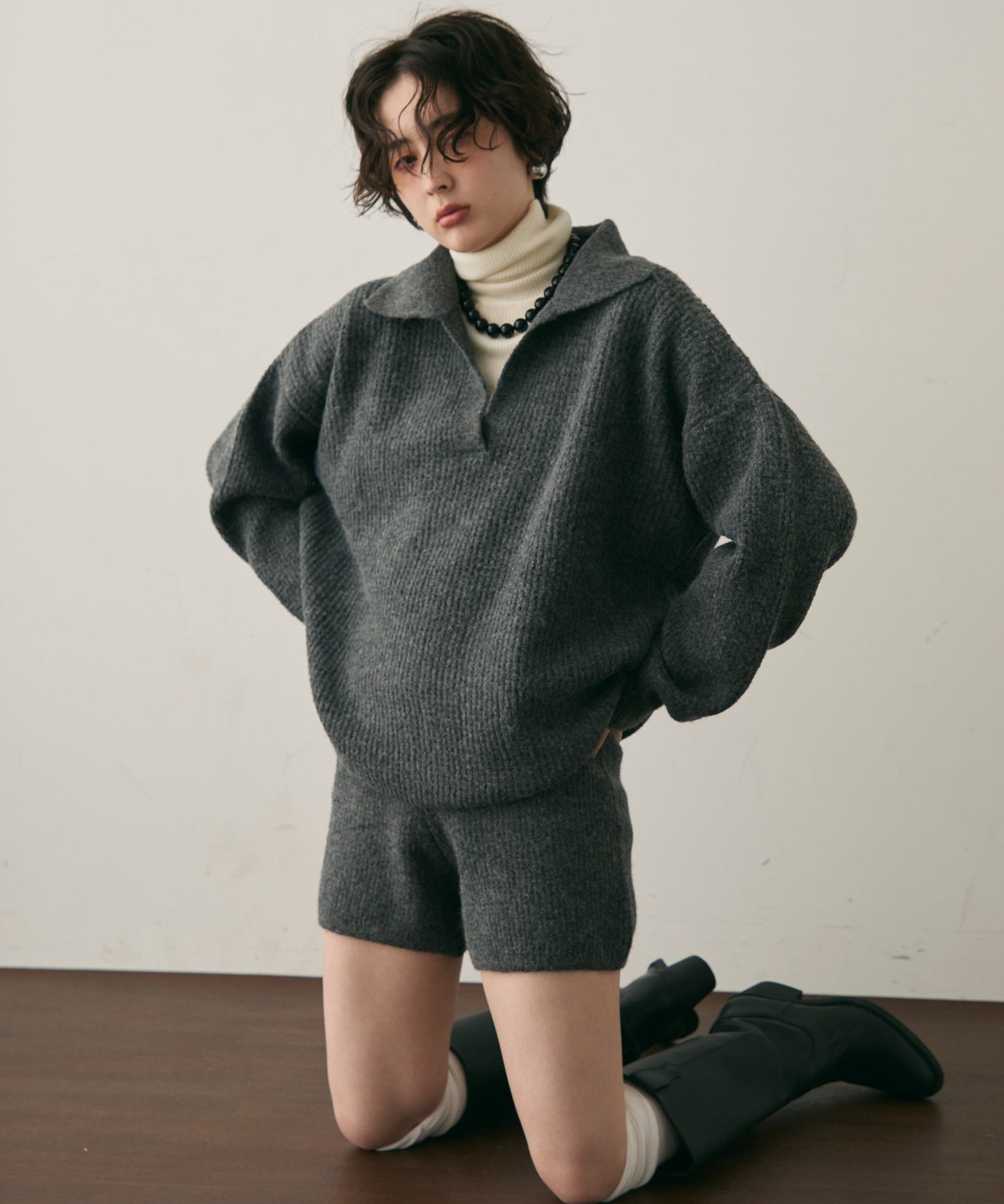 ニットスキッパー＋ショートパンツセットアップ