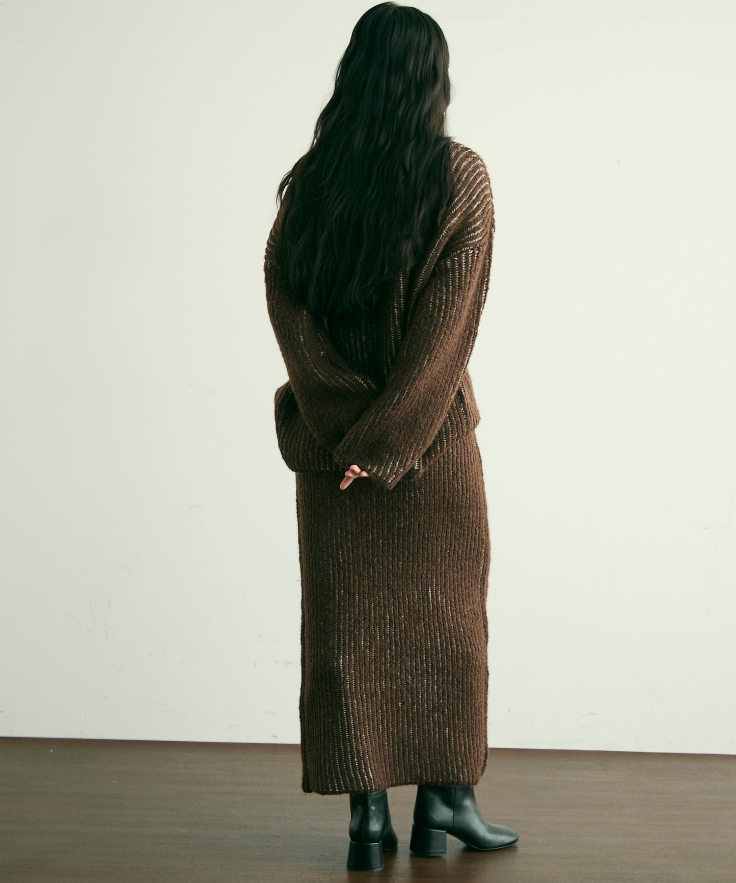 両畦ストライプアルパカタッチタイトスカート