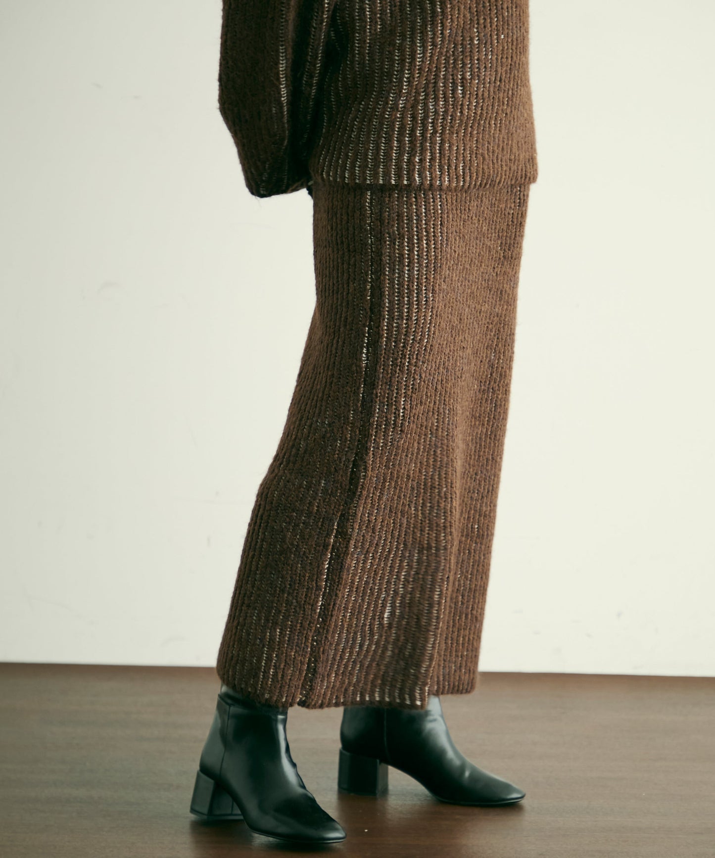 両畦ストライプアルパカタッチタイトスカート