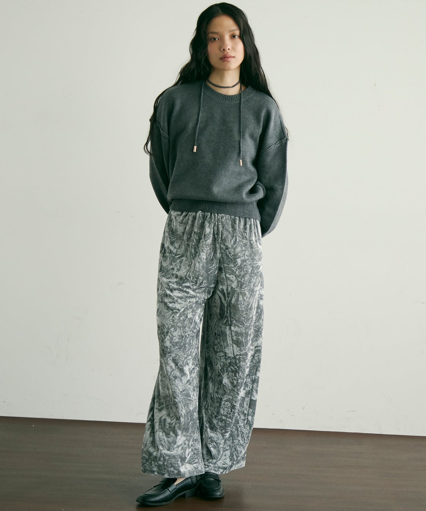 クラッシュベロアロングイージーパンツ