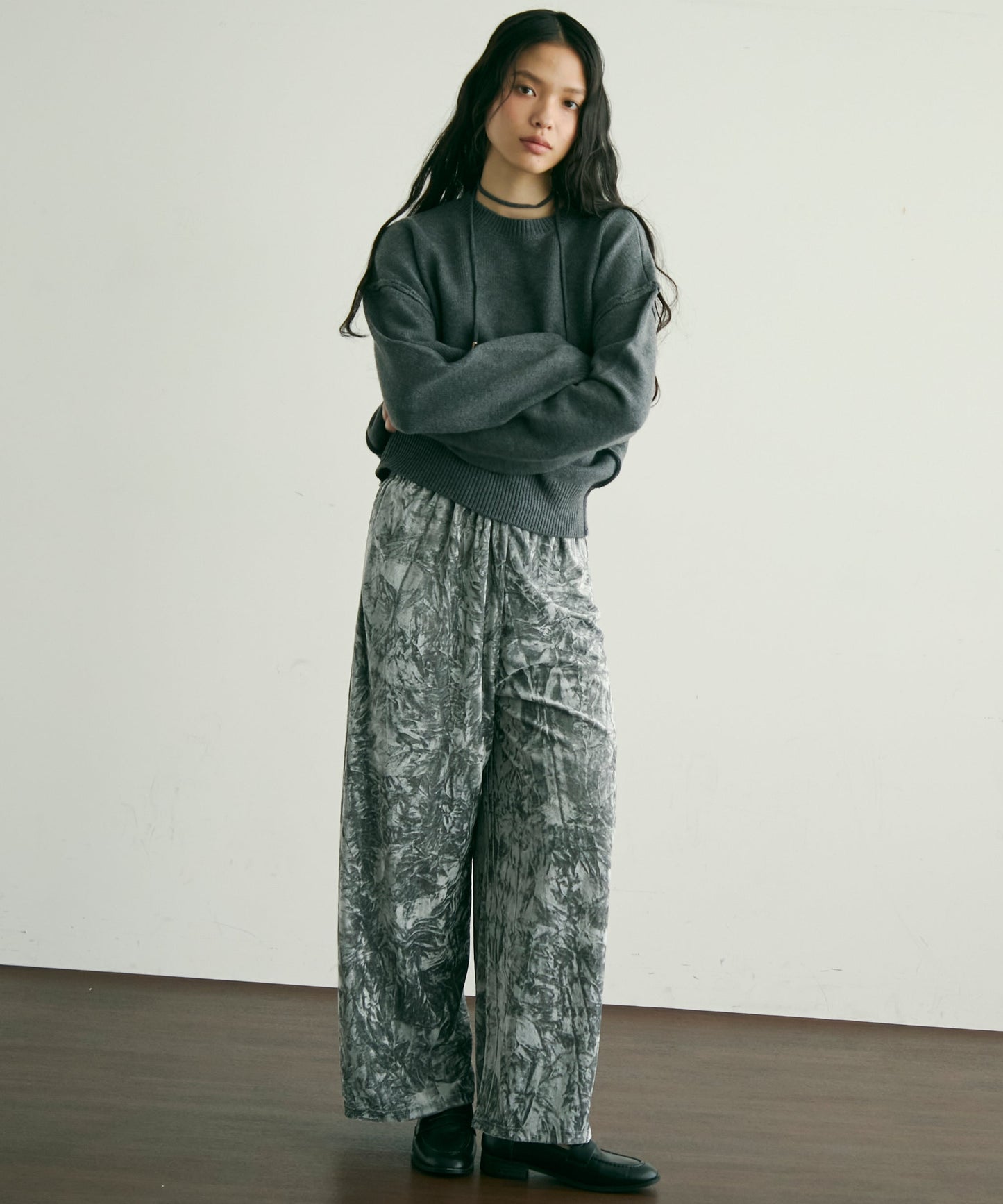 クラッシュベロアロングイージーパンツ