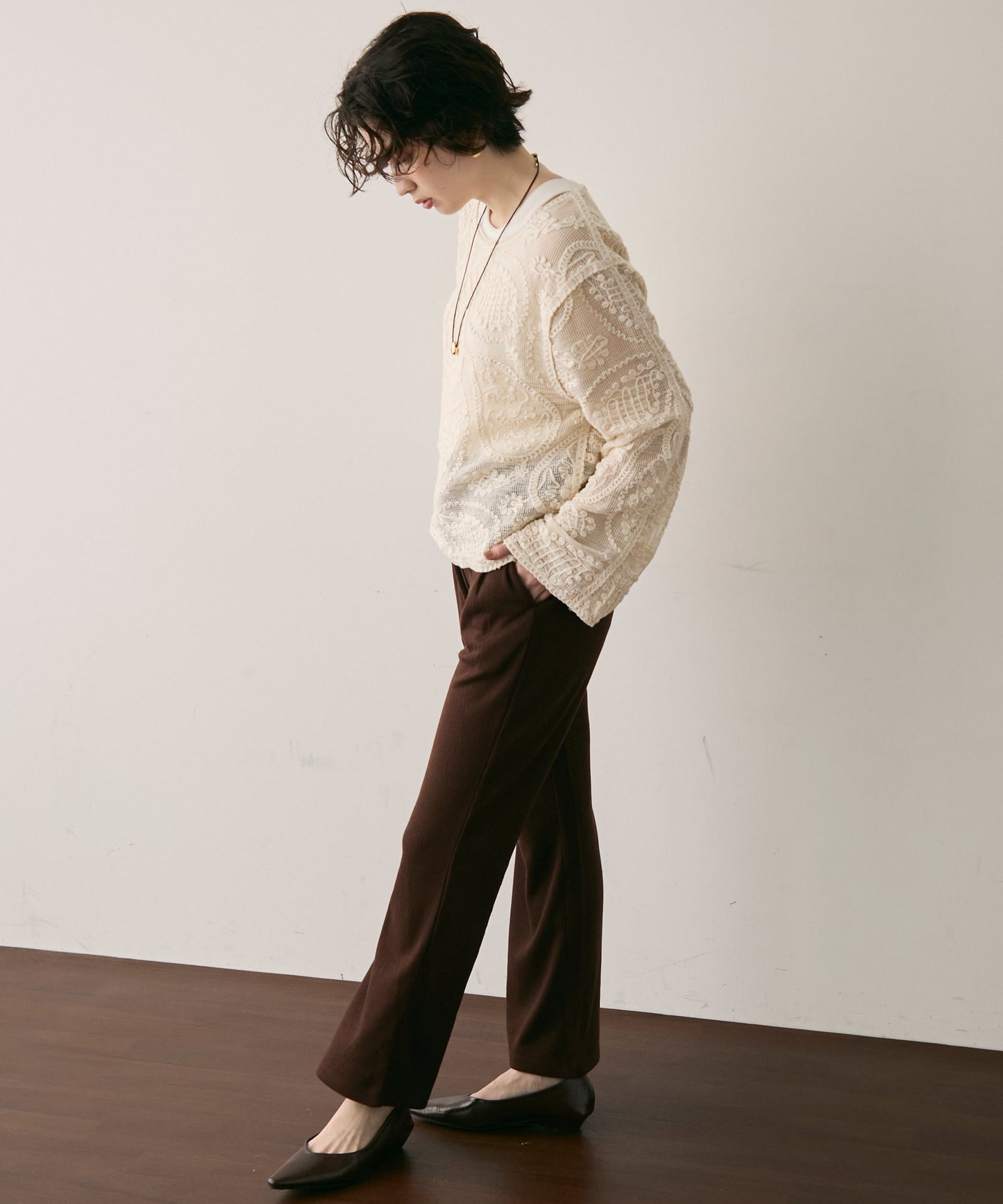 起毛リブフレアパンツ