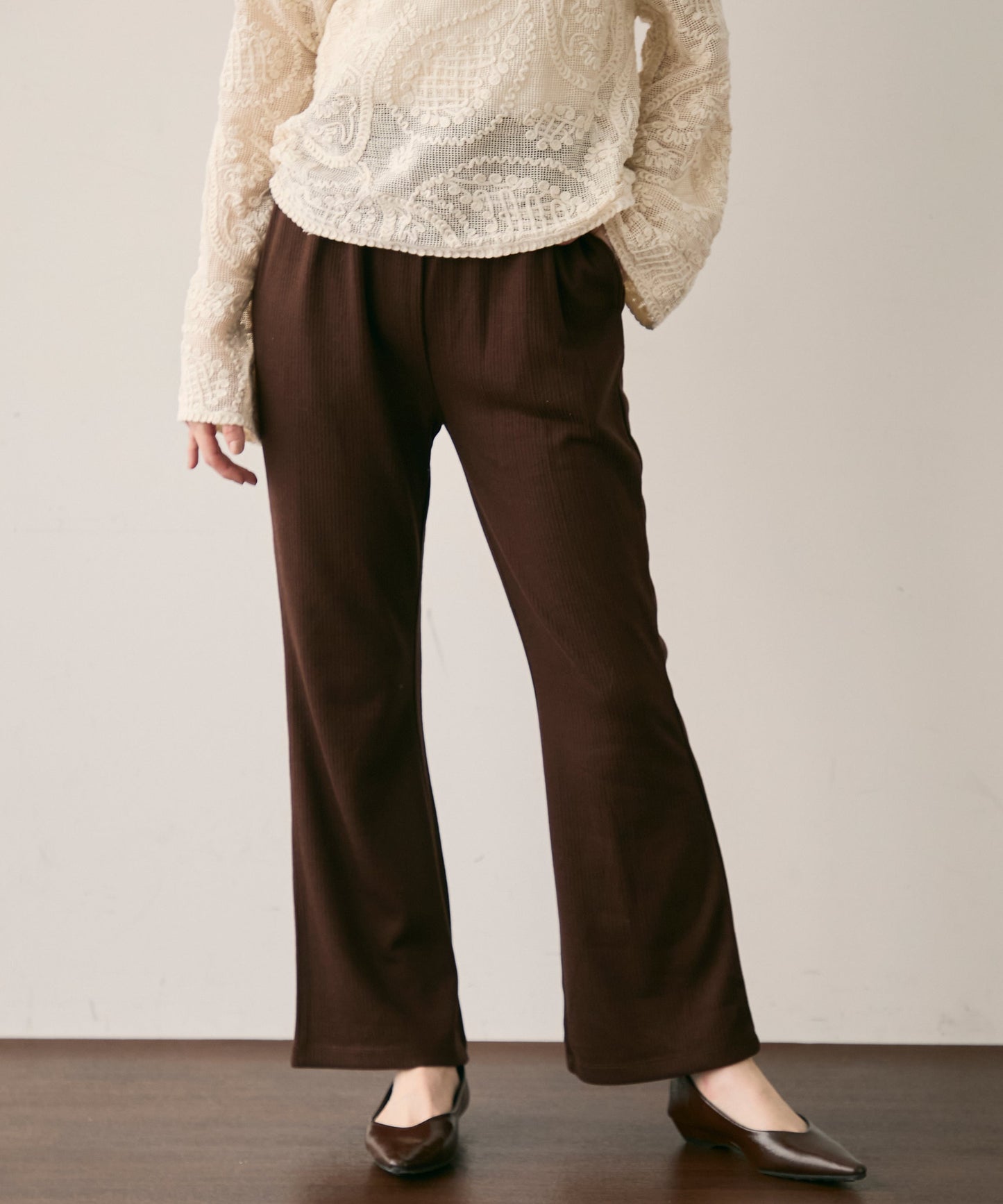 起毛リブフレアパンツ