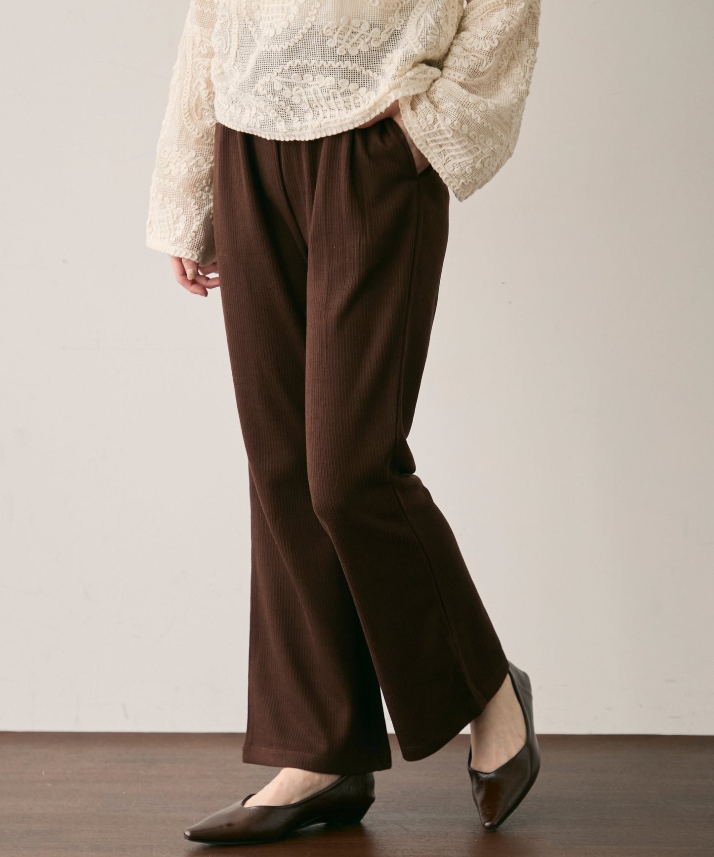 起毛リブフレアパンツ